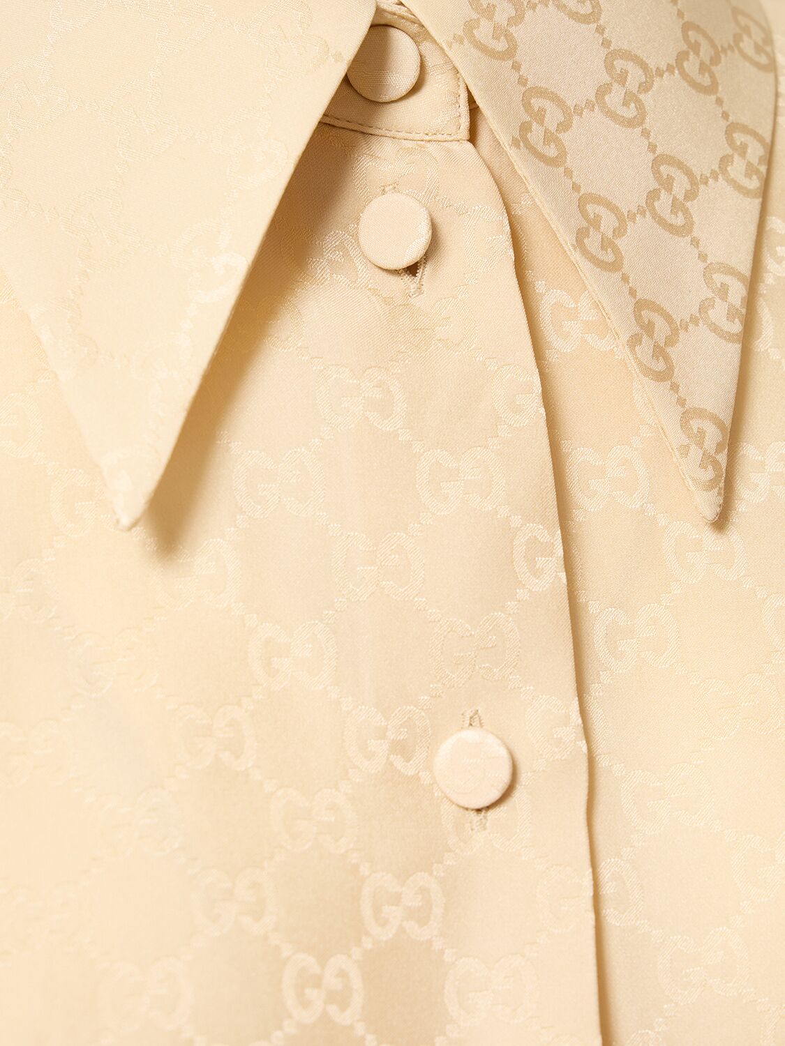 Shop Gucci Exquisite Gg Silk Crêpe Shirt In Beige