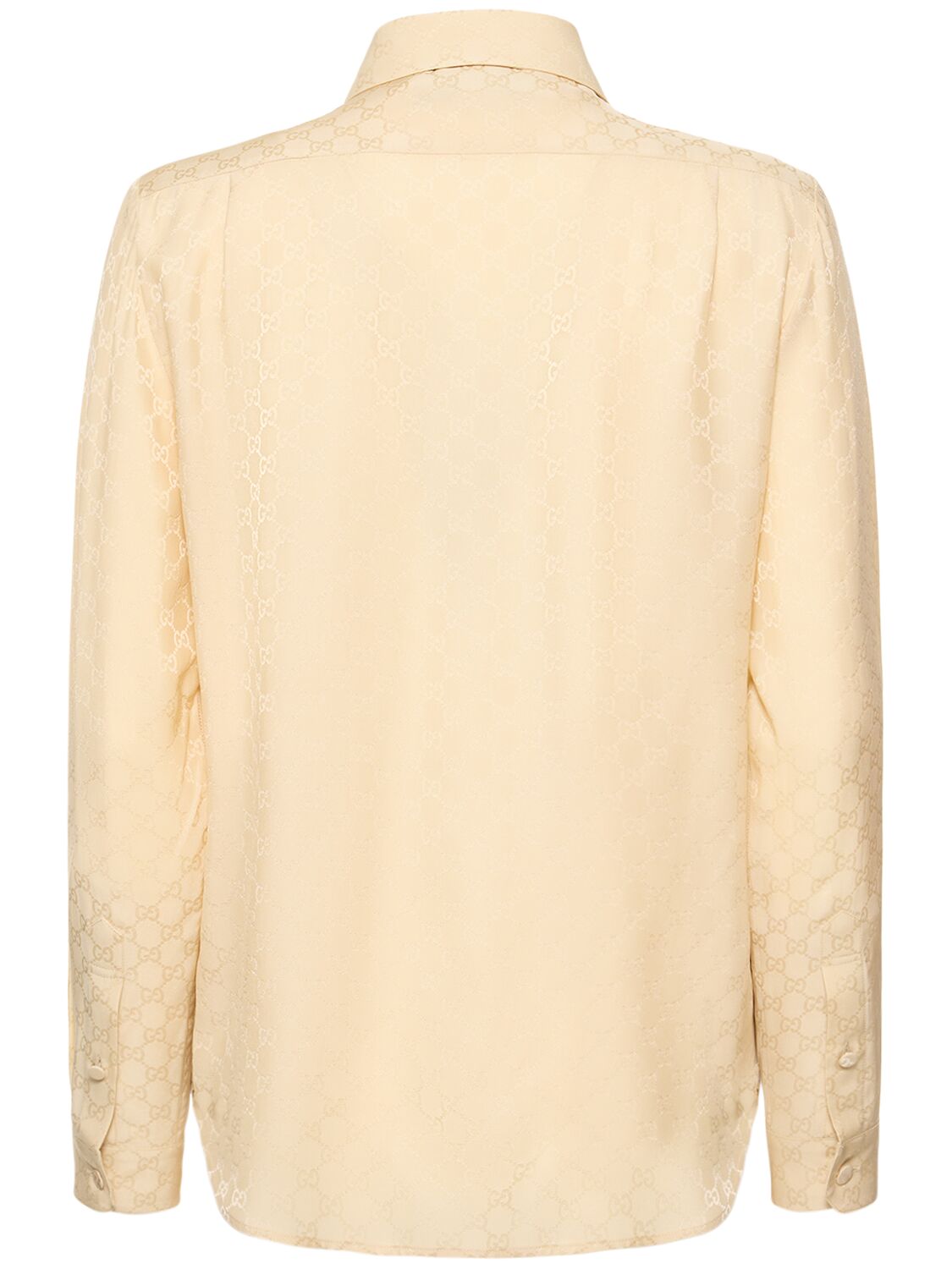 Shop Gucci Exquisite Gg Silk Crêpe Shirt In Beige