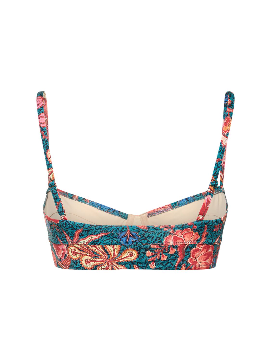 Shop Ulla Johnson Zahara Printed Stretch Tech Bikini Top In Multicolor