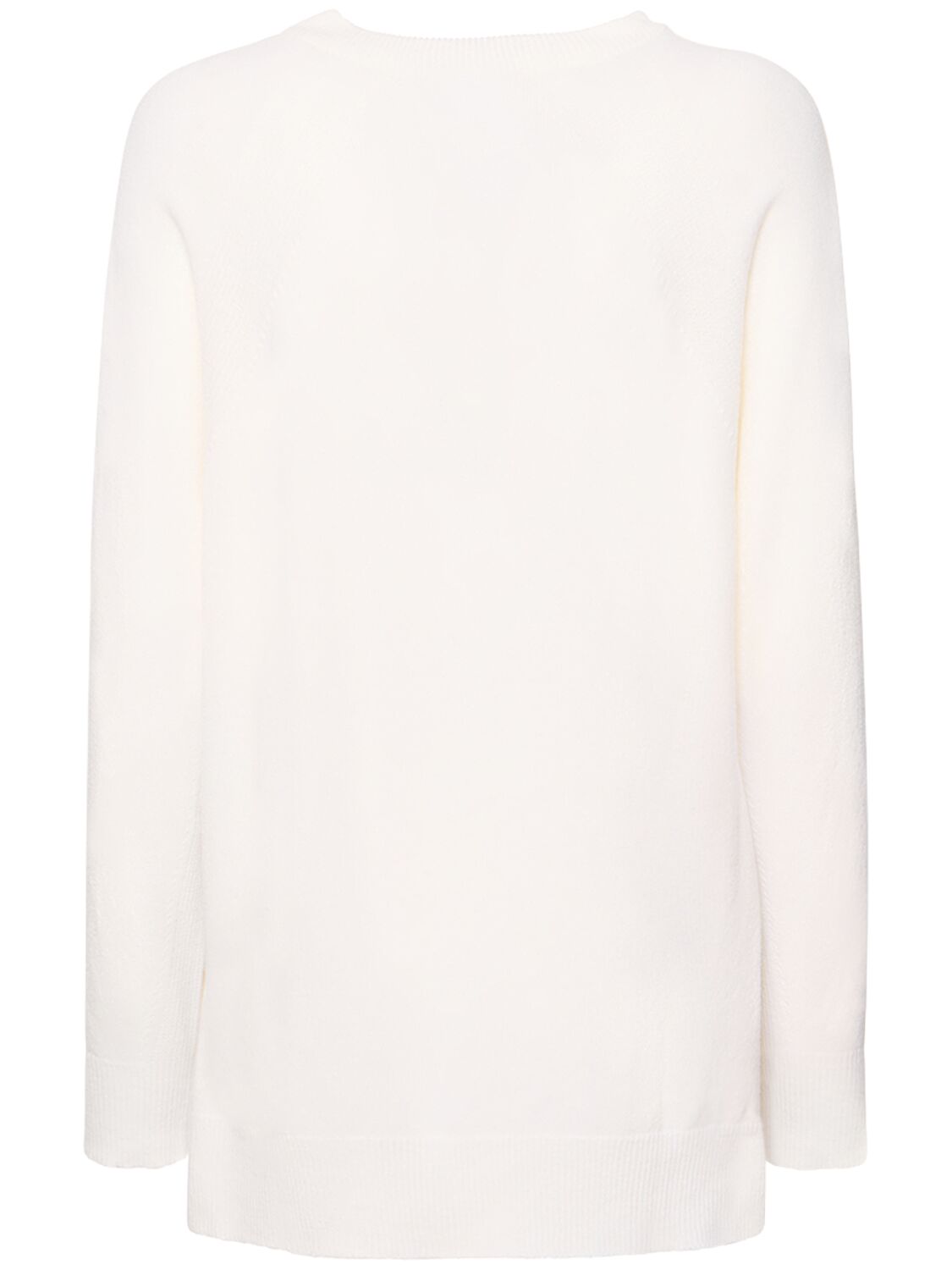 Shop Alberta Ferretti Cashmere & Wool Knit Crewneck Sweater In White