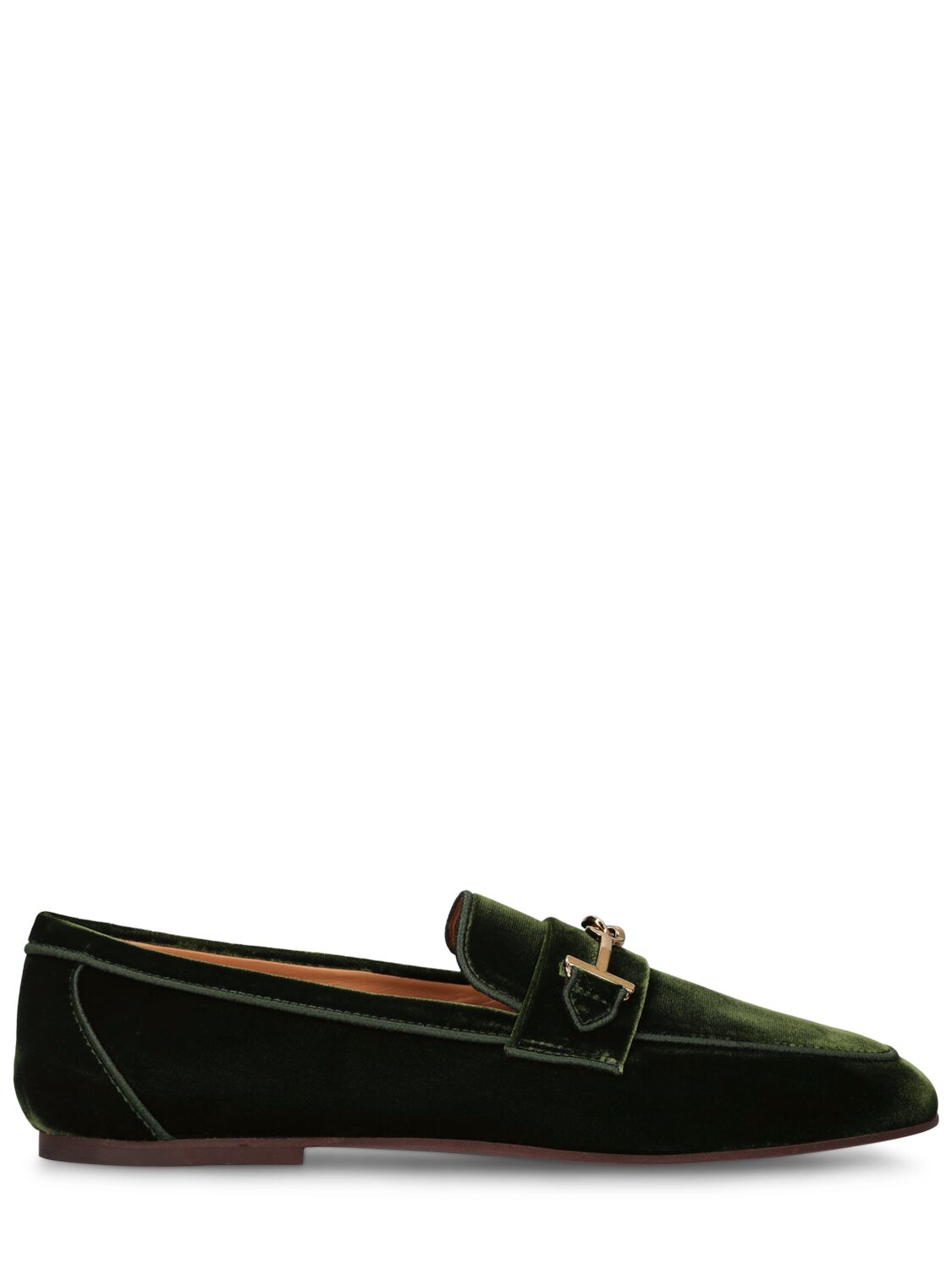 Shop Tod's 10mm Velvet Loafers In Dark Green