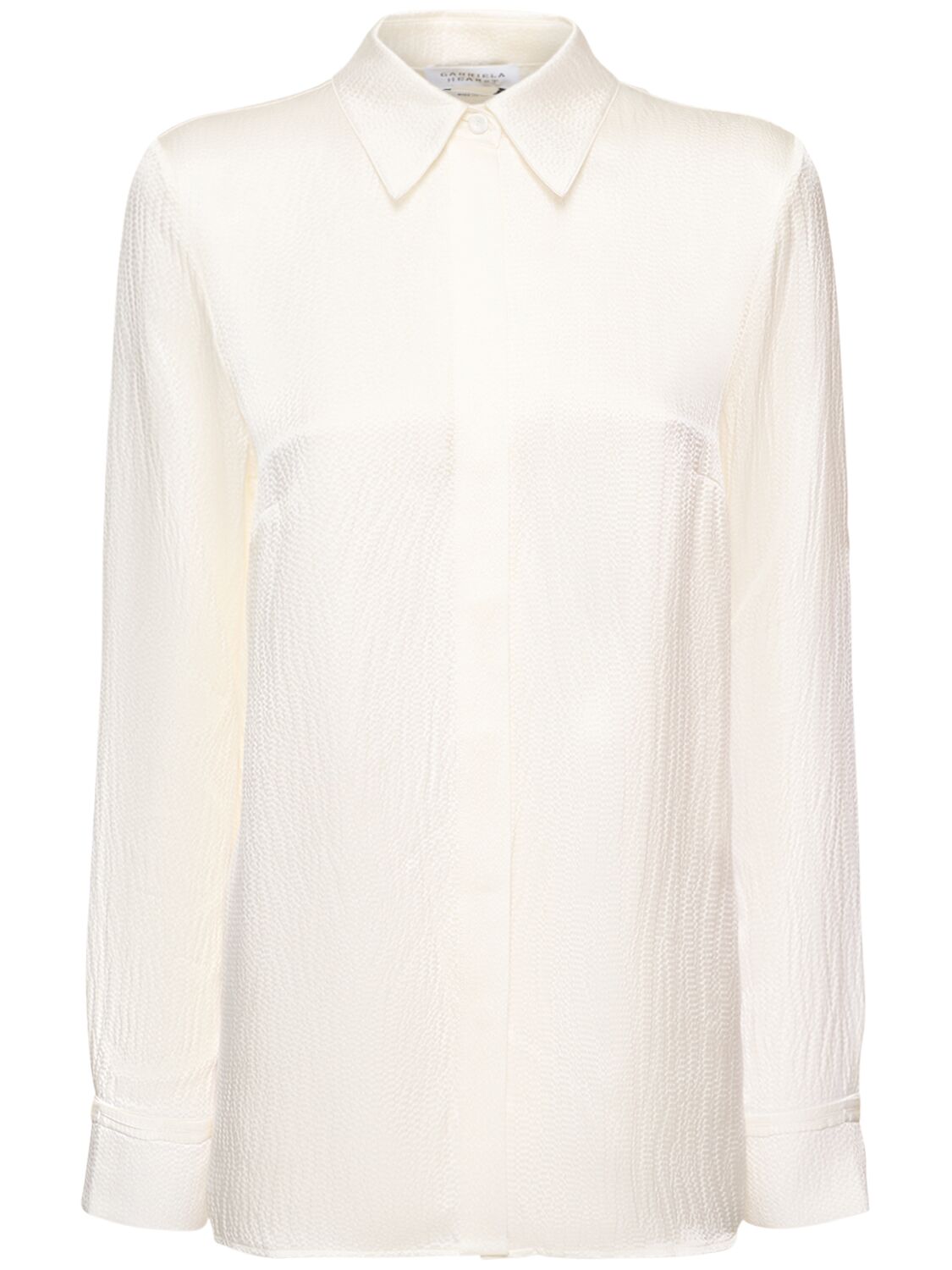 Gabriela Hearst Cruz Classic Silk Crepe Shirt In Ivory