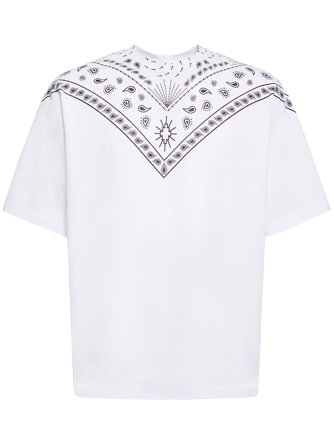 Shop Marcelo Burlon County Of Milan Bandana Print Oversized Cotton T-shirt In White