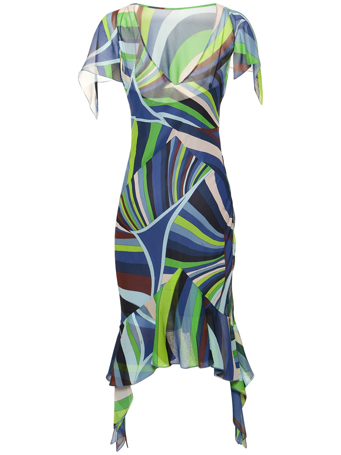 Shop Pucci Iride Printed Silk Chiffon Midi Dress In Multicolor