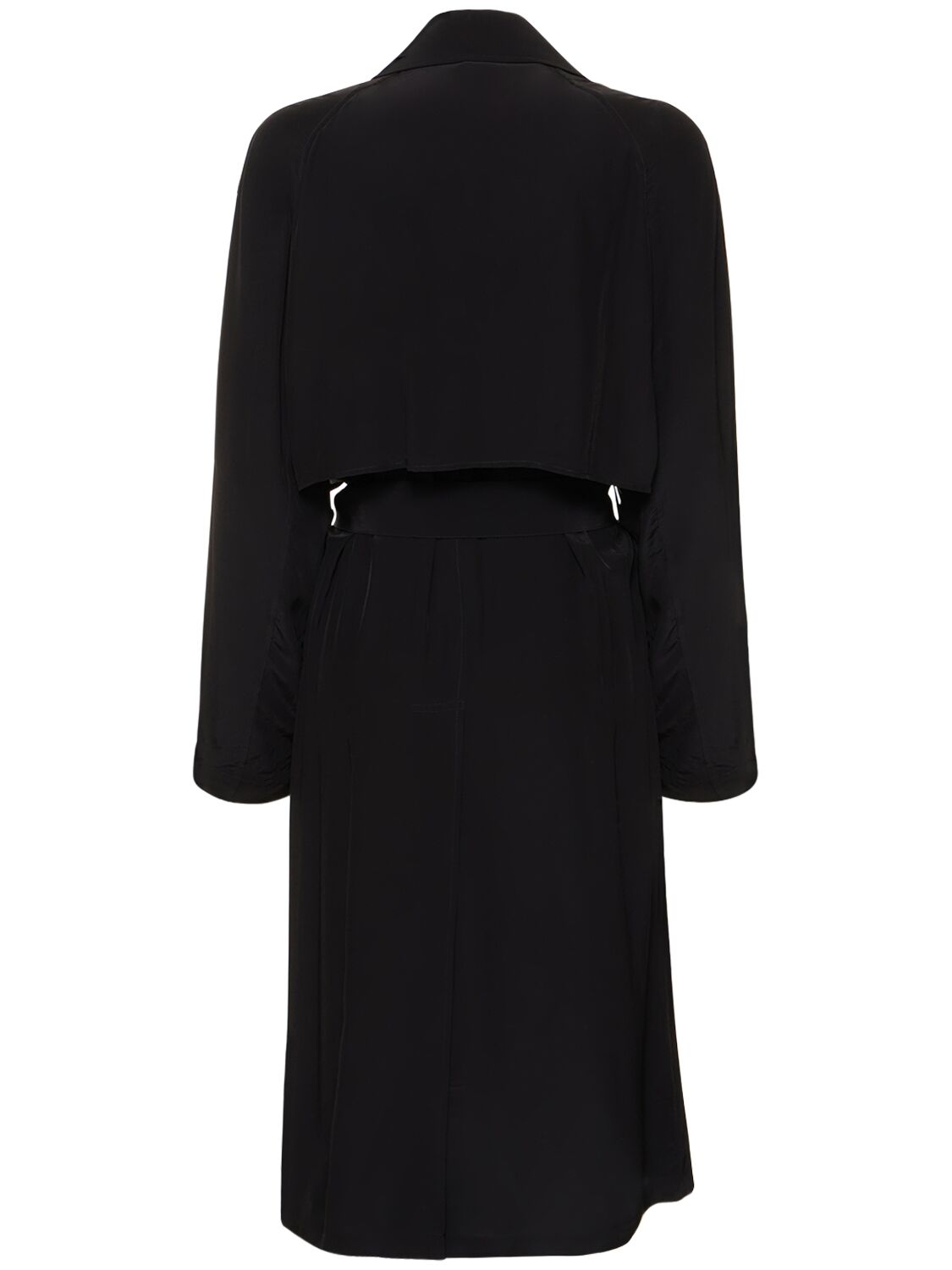 Shop Theory Double Breasted Viscose Trench Coat In Black