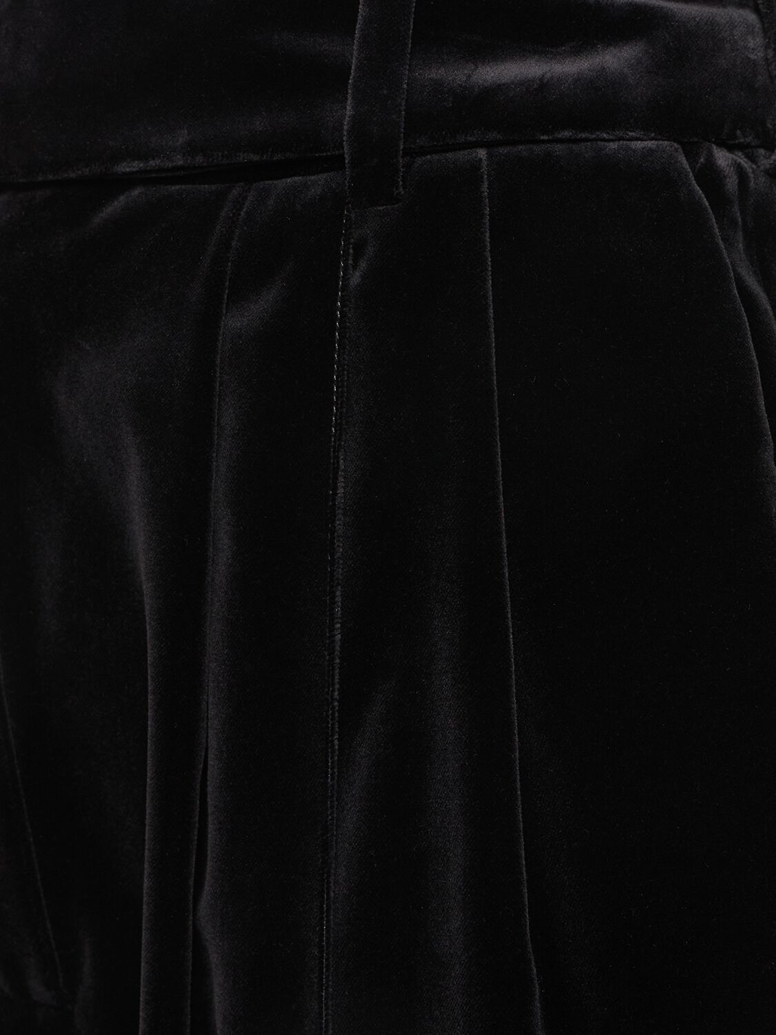 Shop Alexandre Vauthier Cotton Velvet High Rise Wide Pants In Black