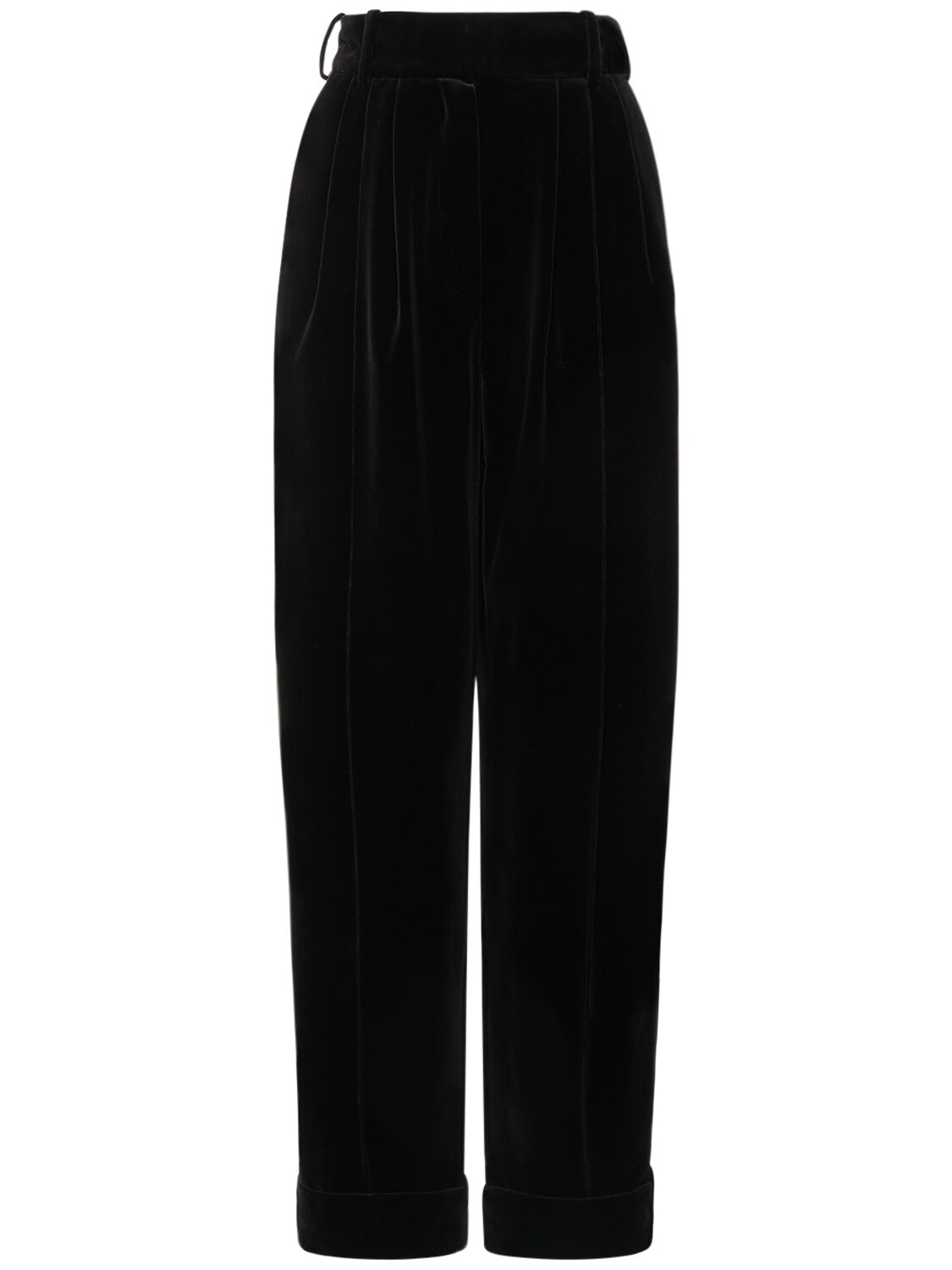 Image of Cotton Velvet High Rise Wide Pants
