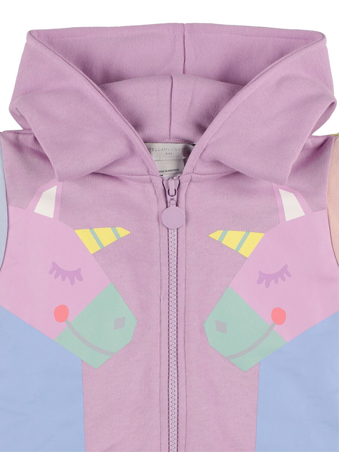 Shop Stella Mccartney Printed Organic Cotton Zip-up Sweatshirt In Light Purple