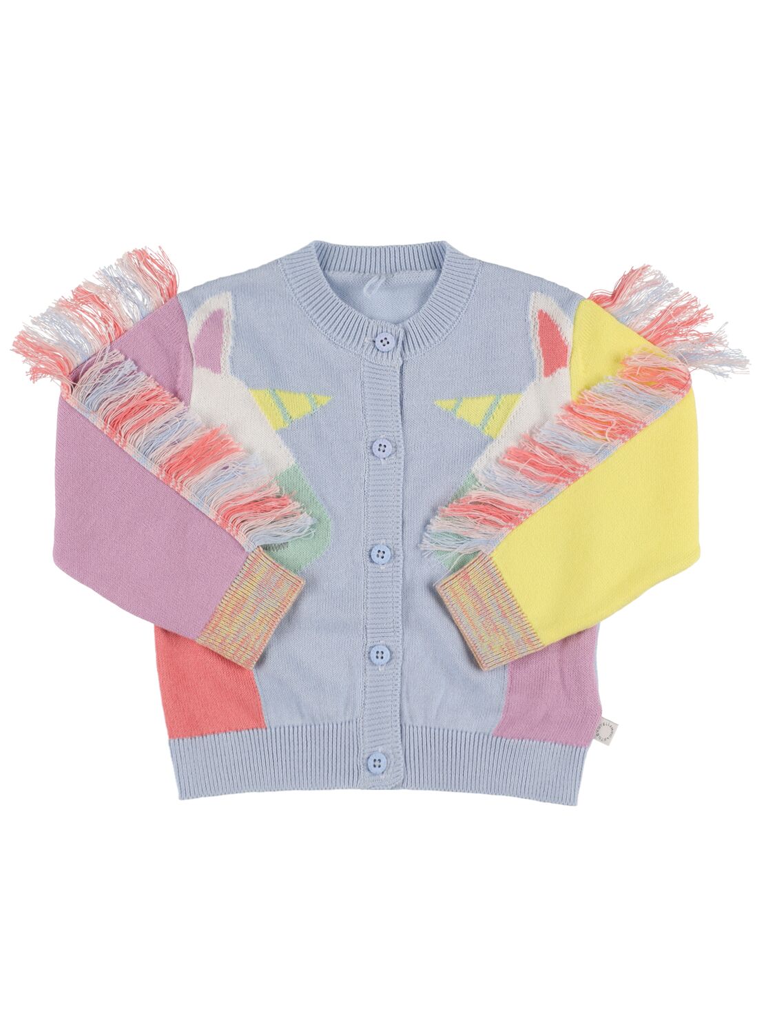 Stella Mccartney Kids' Horses Organic Cotton Knit Cardigan In Multicolor