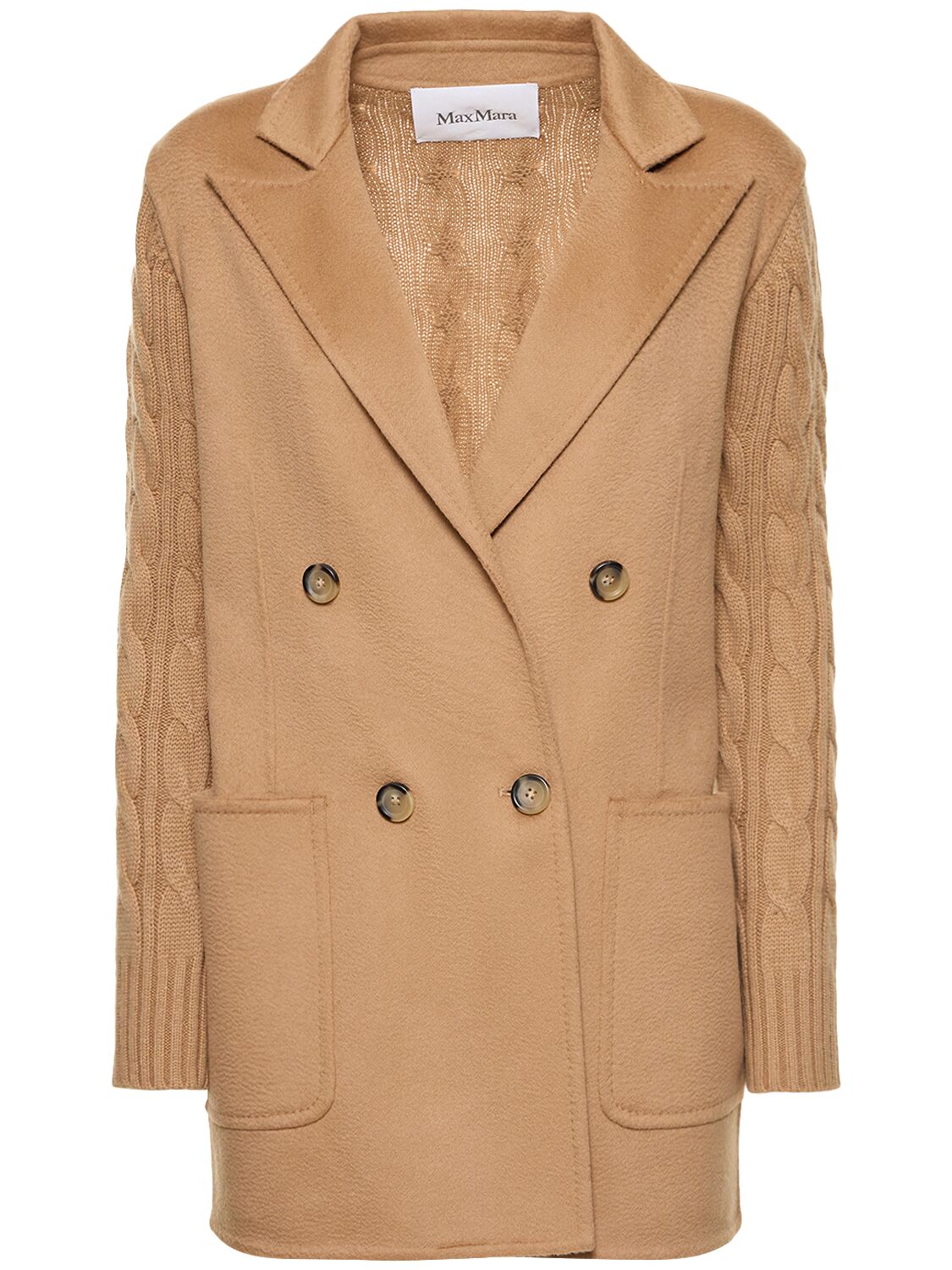 Max Mara Dalida Cable Knit Wo & Cashmere Jacket In Camel