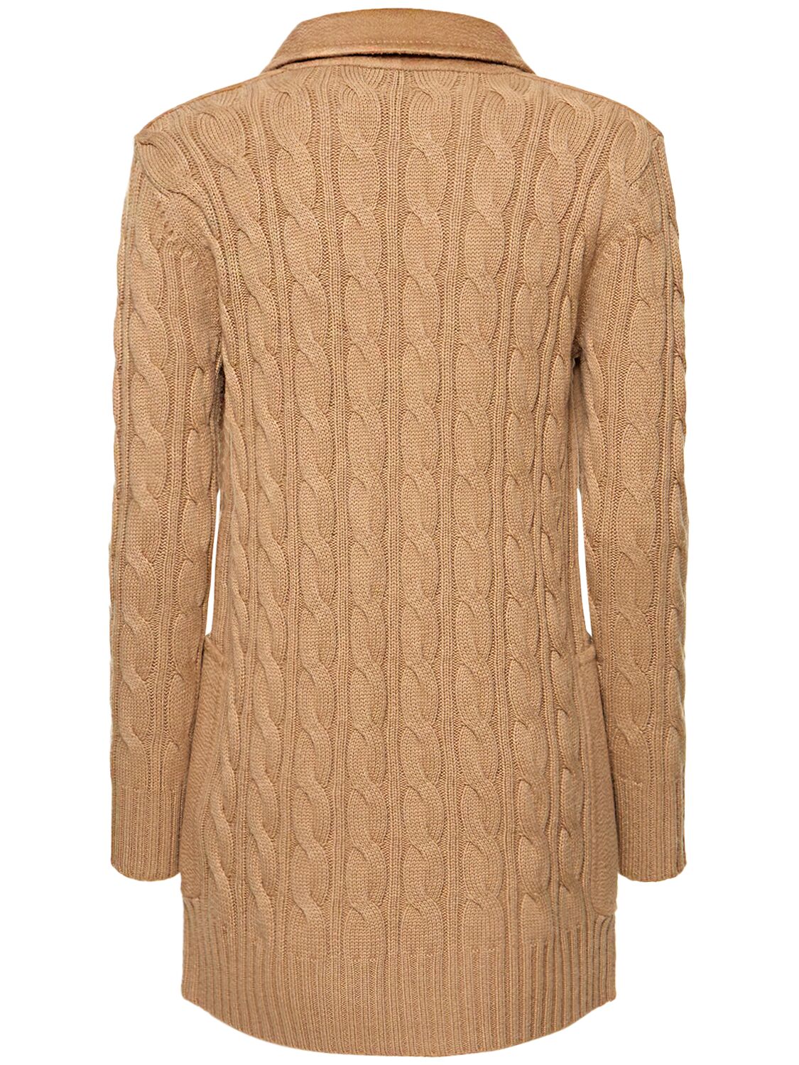 Shop Max Mara Dalida Cable Knit Wo & Cashmere Jacket In Camel