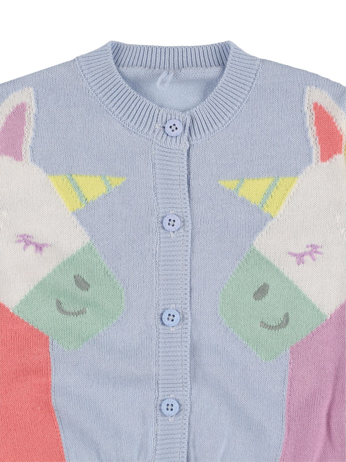 Shop Stella Mccartney Unicorn Organic Cotton Knit Cardigan In Multicolor