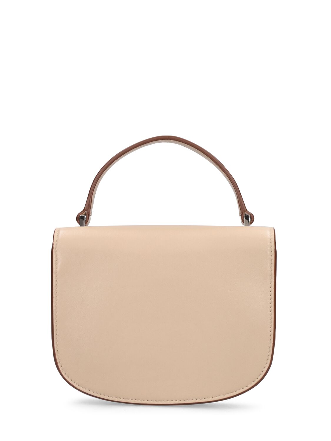 Shop Savette Mini Tondo Leather Top Handle Bag In Beige