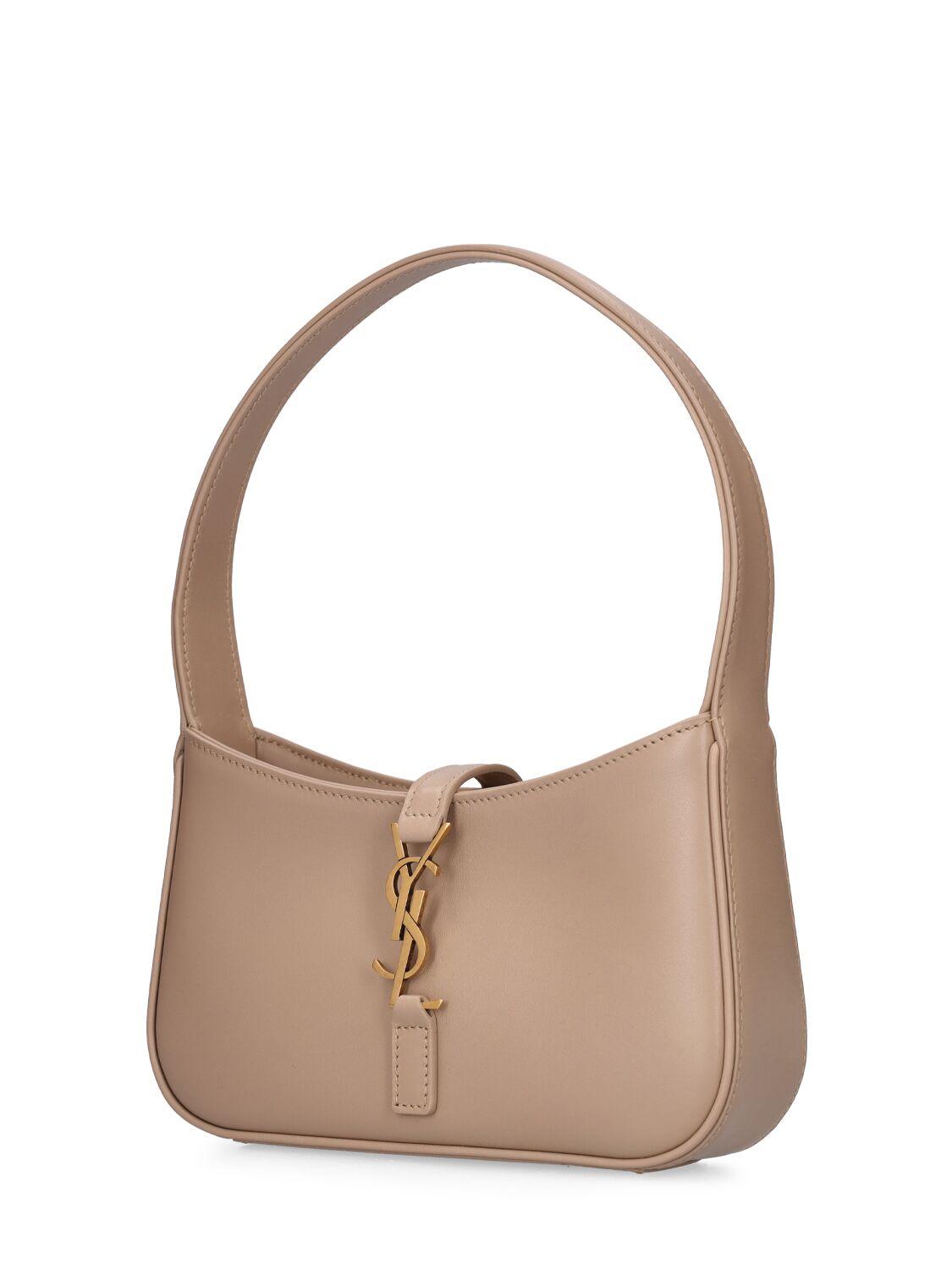 Shop Saint Laurent Mini Le 5 À 7 Leather Hobo Bag In Dark Beige