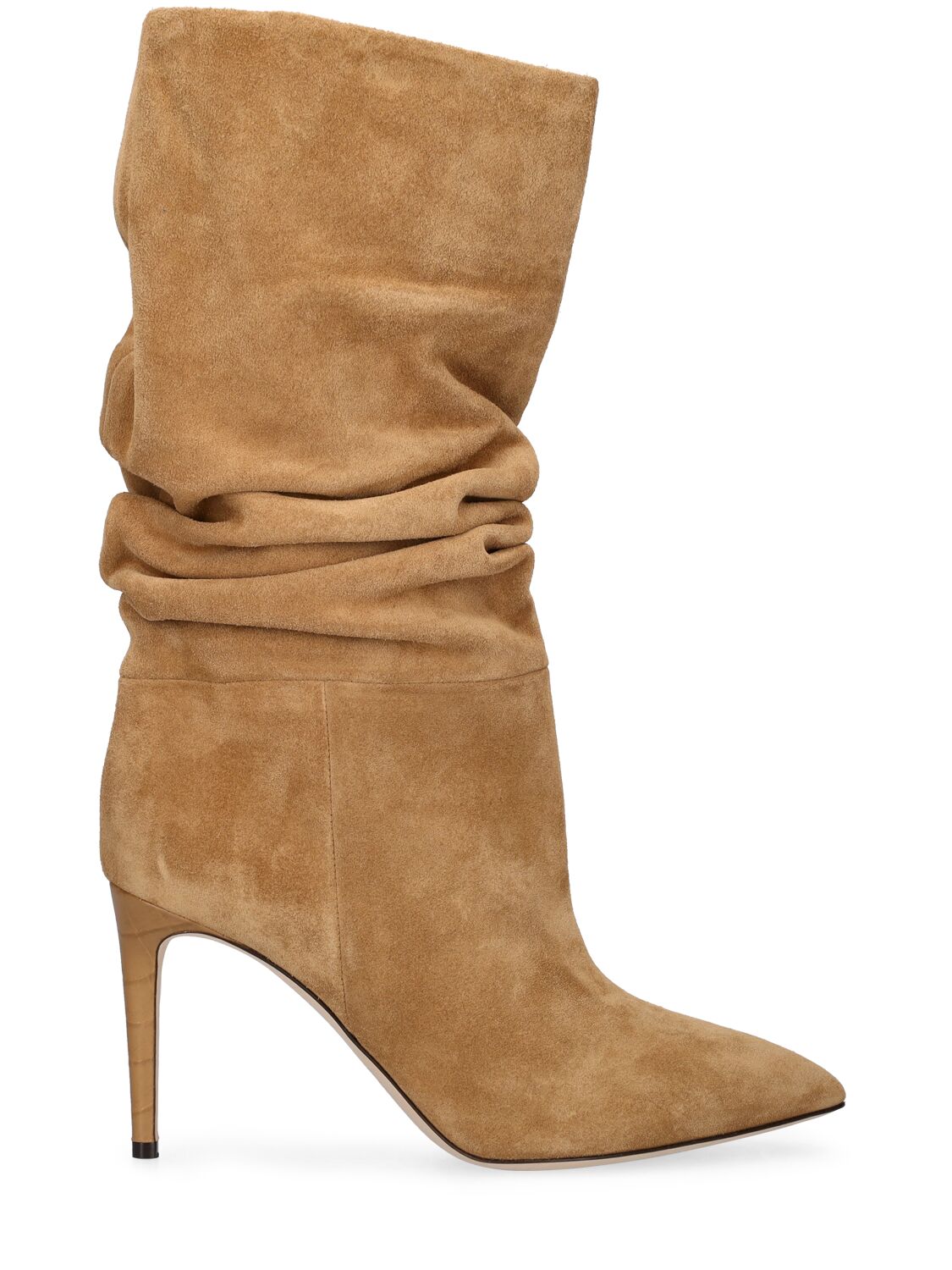 Paris Texas 85mm Slouchy Suede Boots In Camel