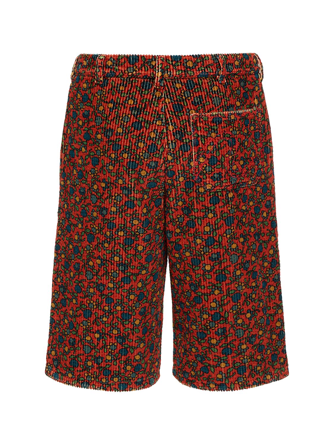Shop Erl Unisex Printed Woven Corduroy Shorts In Red,multi