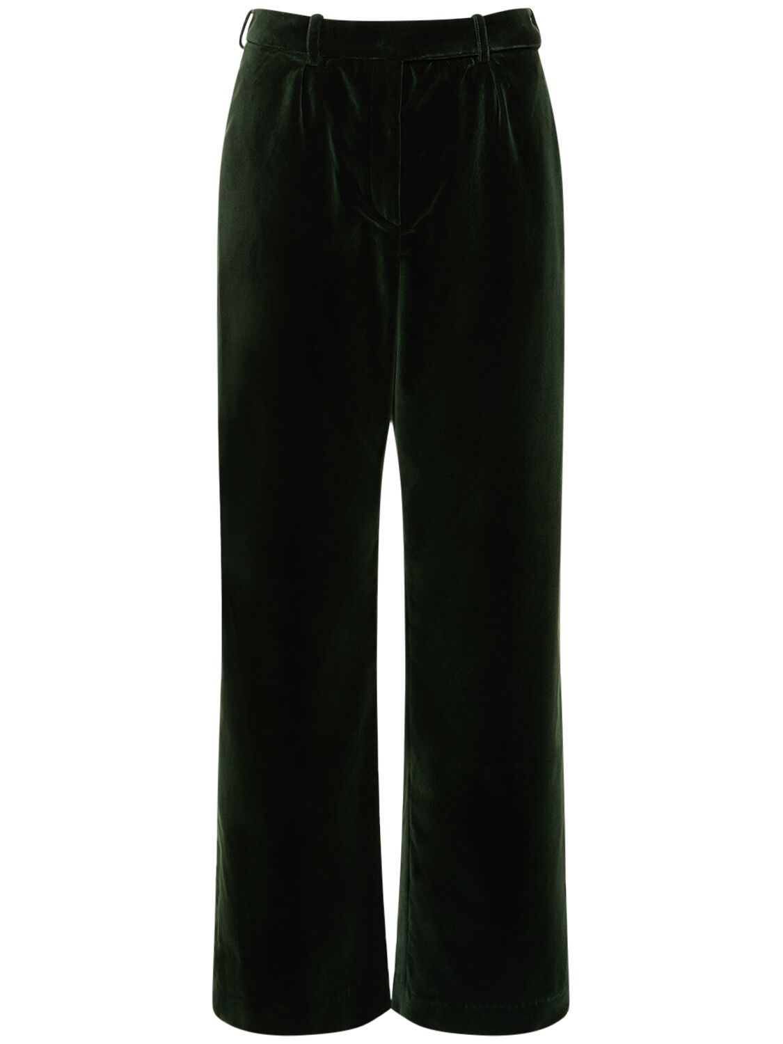 Alexandre Vauthier Straight Cotton Velvet Pants In Dark Green