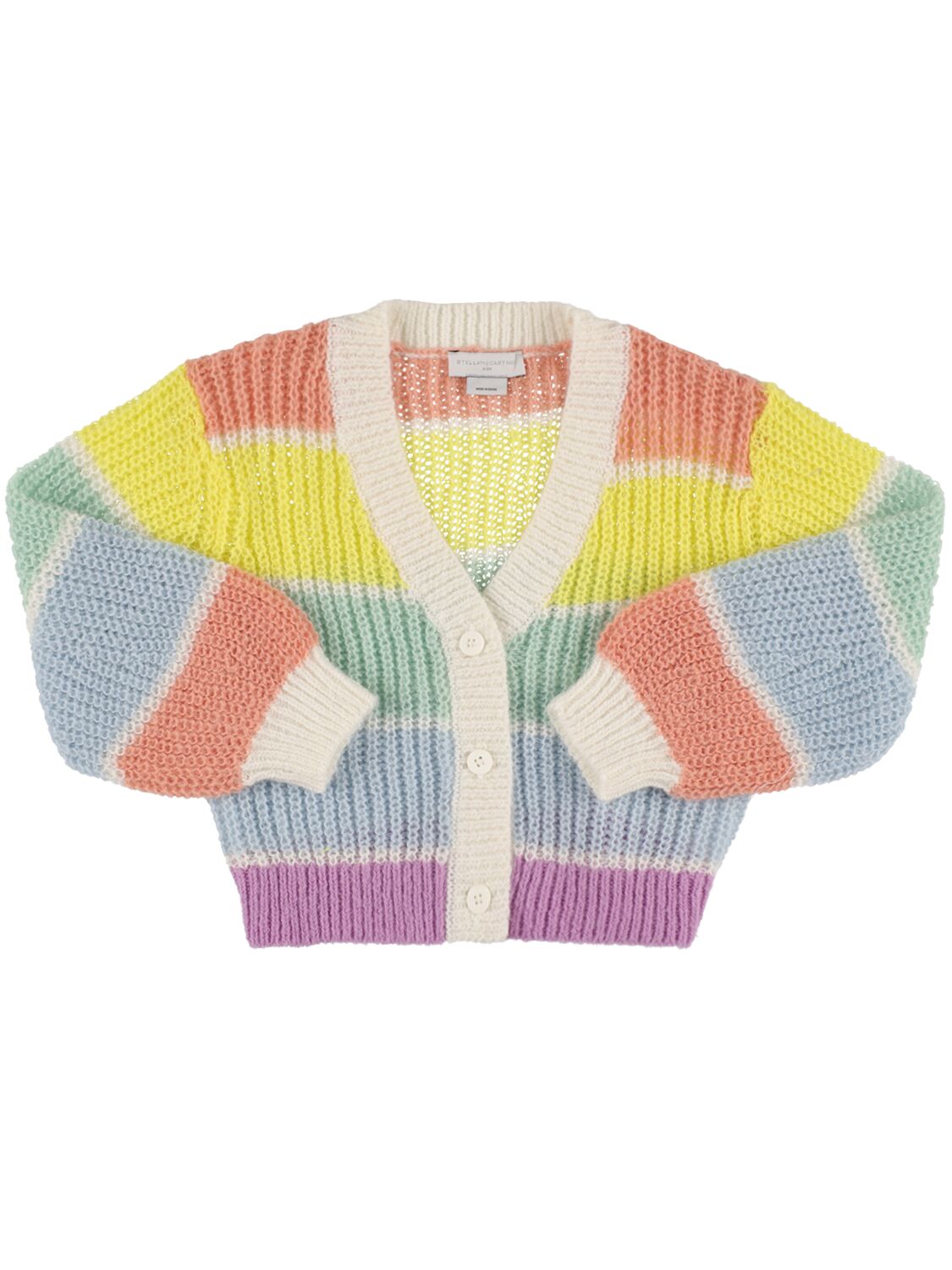 Shop Stella Mccartney Striped Recycled Poly Knit Cardigan In Multicolor