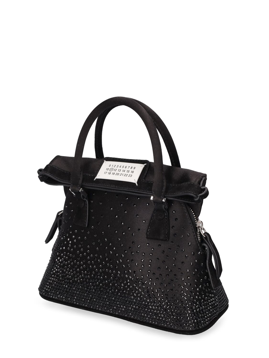 Shop Maison Margiela 5ac Micro Classique Satin Bag W/crystals In Black