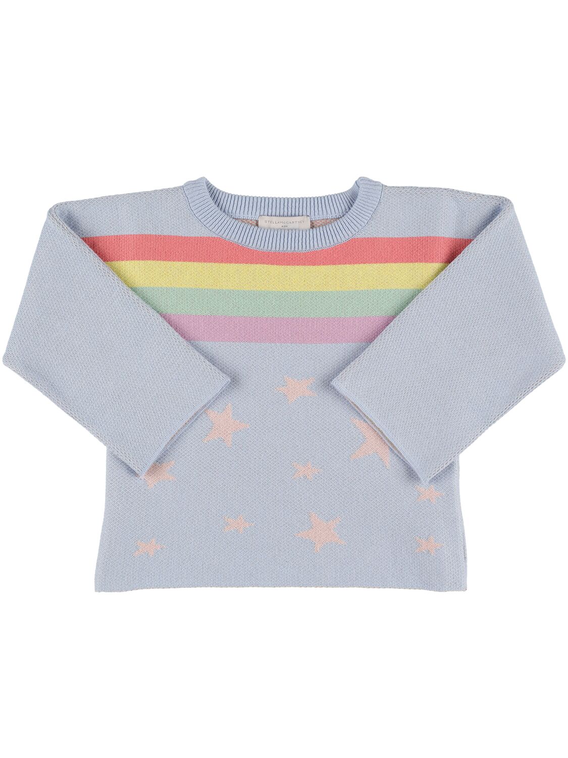 Stella Mccartney Kids' Organic Cotton Blend Knit Sweater In Light Blue