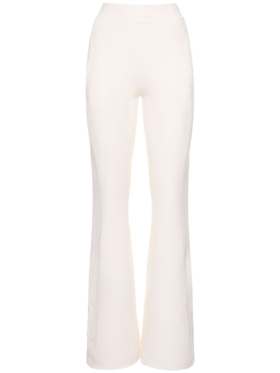 Alberta Ferretti Fine-knit Flared Trousers In White
