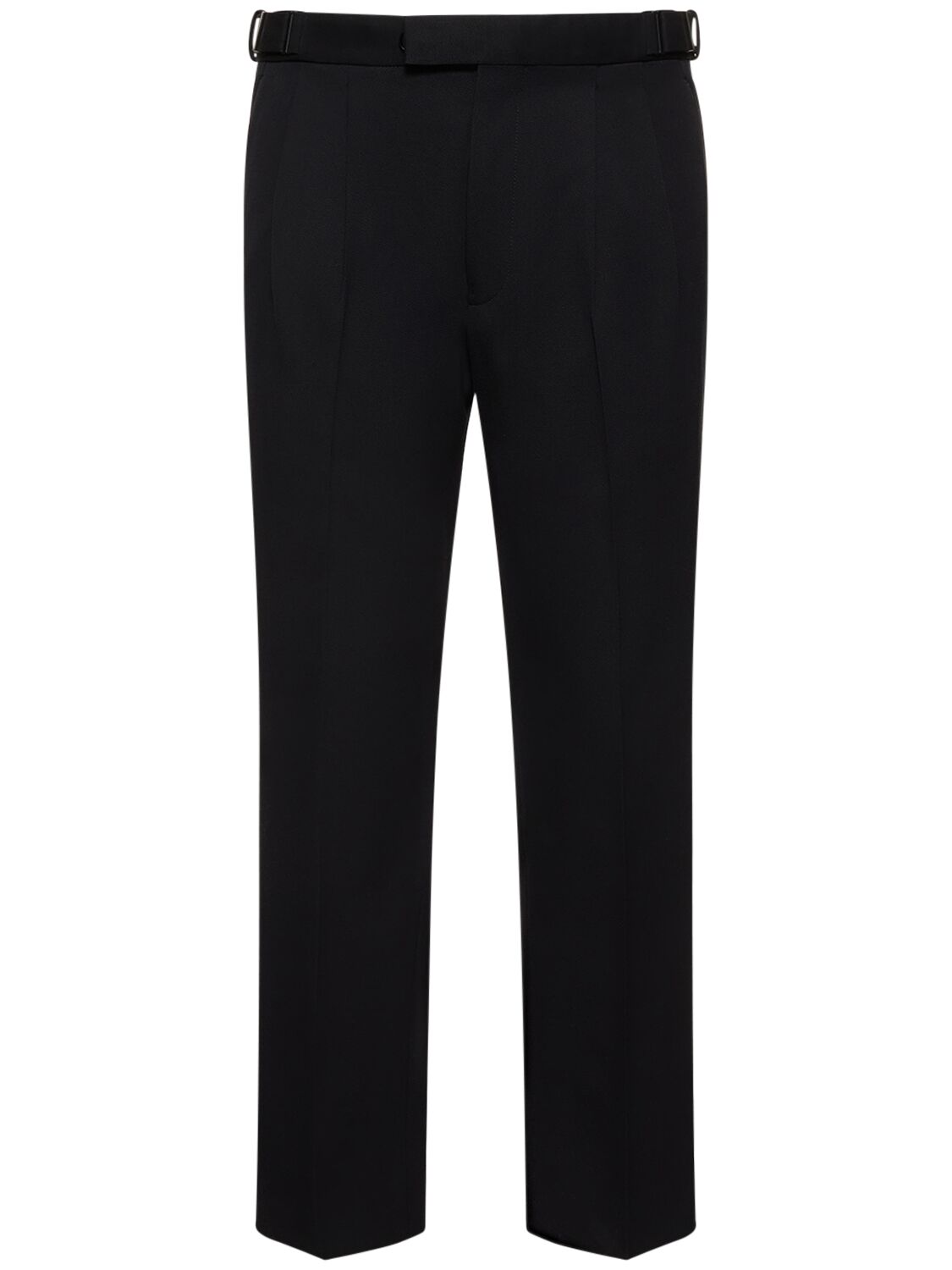 Zegna Cotton-wool Ankle-detail Trousers In Black