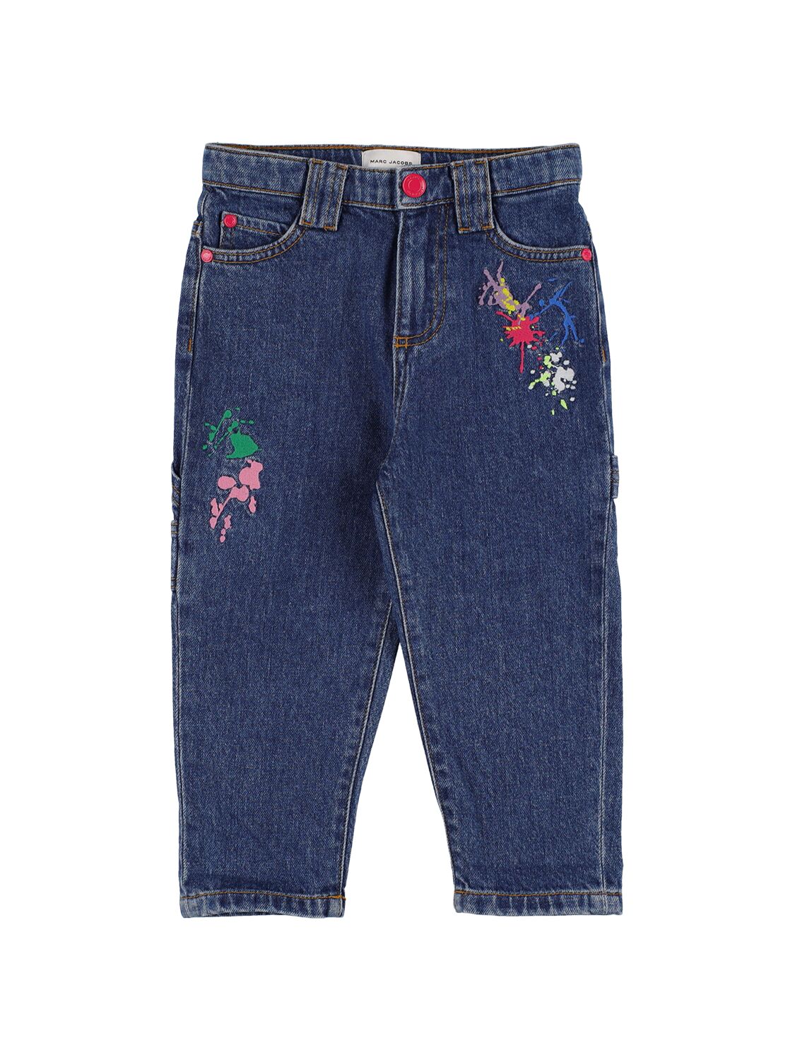Image of Denim Cotton Jeans W/embroidered Details