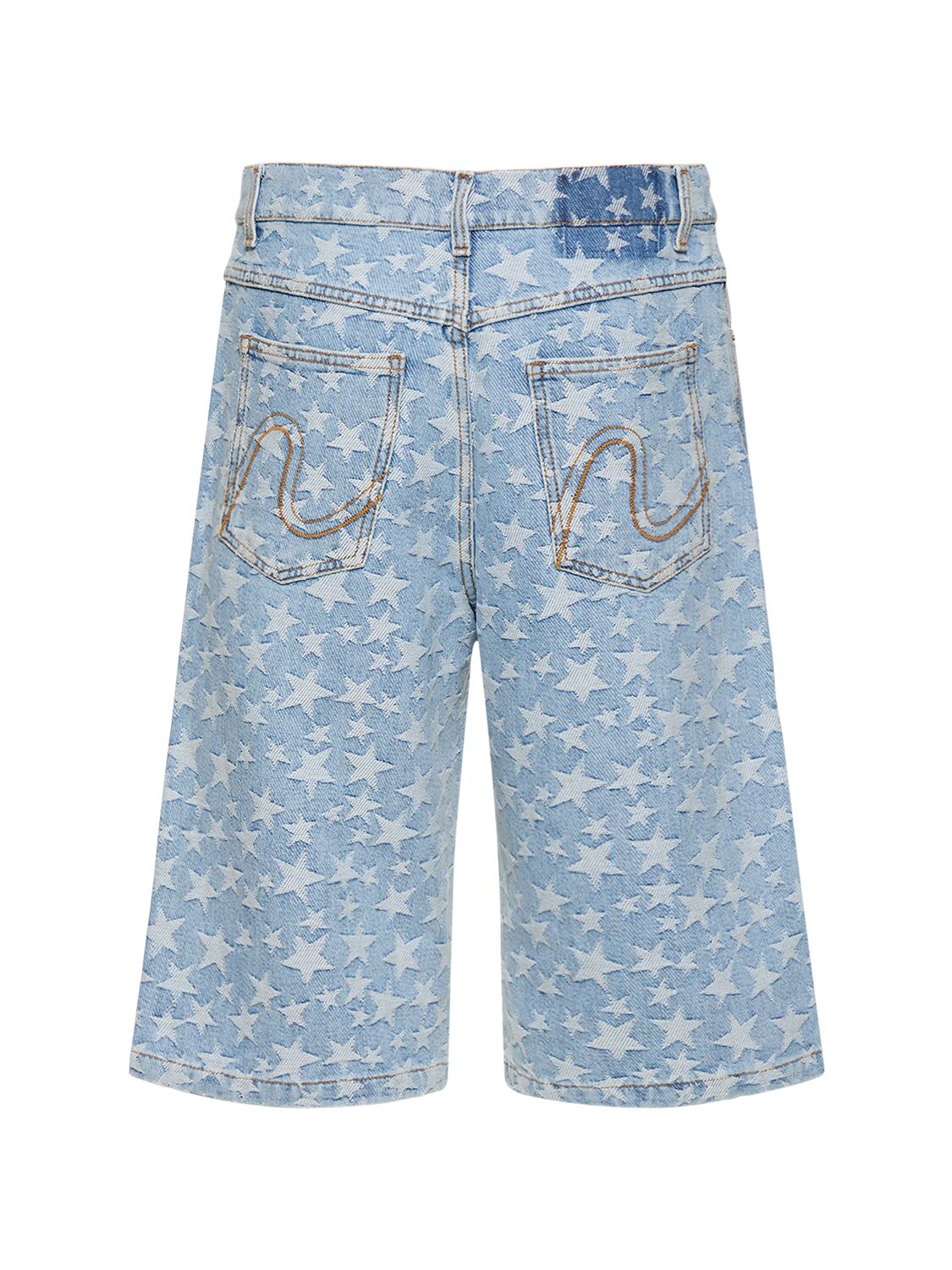 Shop Erl Unisex Woven Denim Jacquard Shorts In Blue