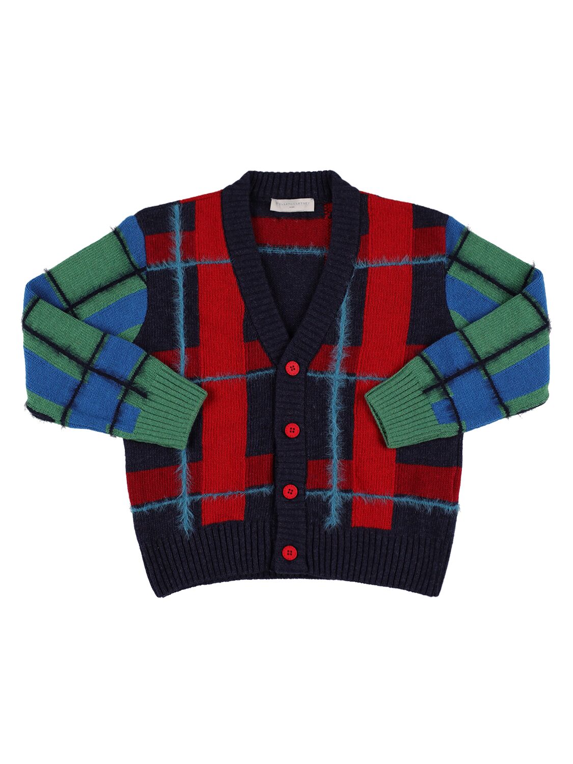 Shop Stella Mccartney Buttoned Wool Blend Knit Cardigan In Multicolor