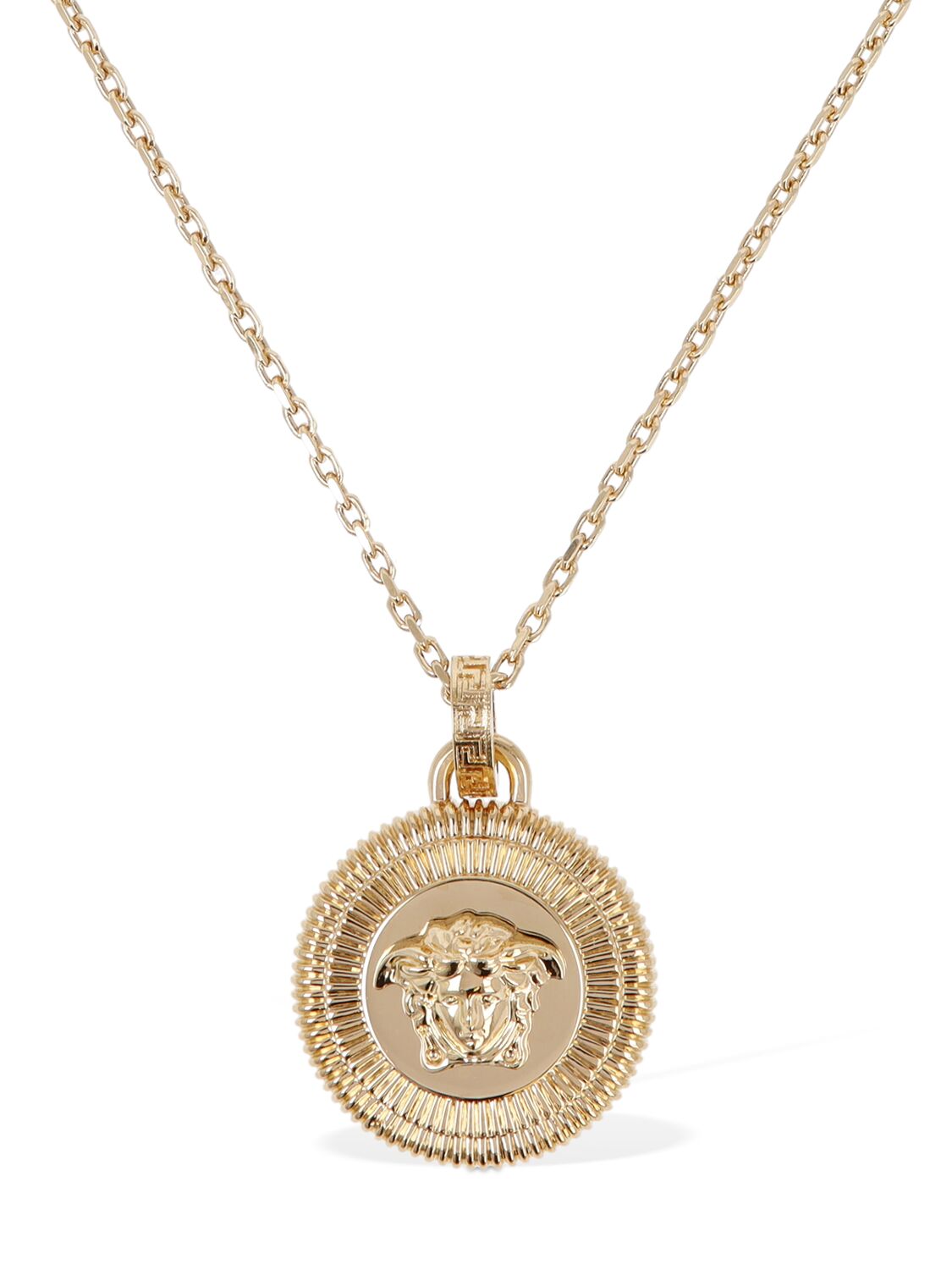 Versace Medusa Coin Charm Necklace In Gold