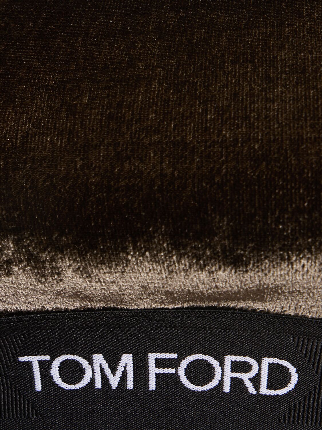 Shop Tom Ford Stretch Velvet Logo Bra Top In Dark Grey