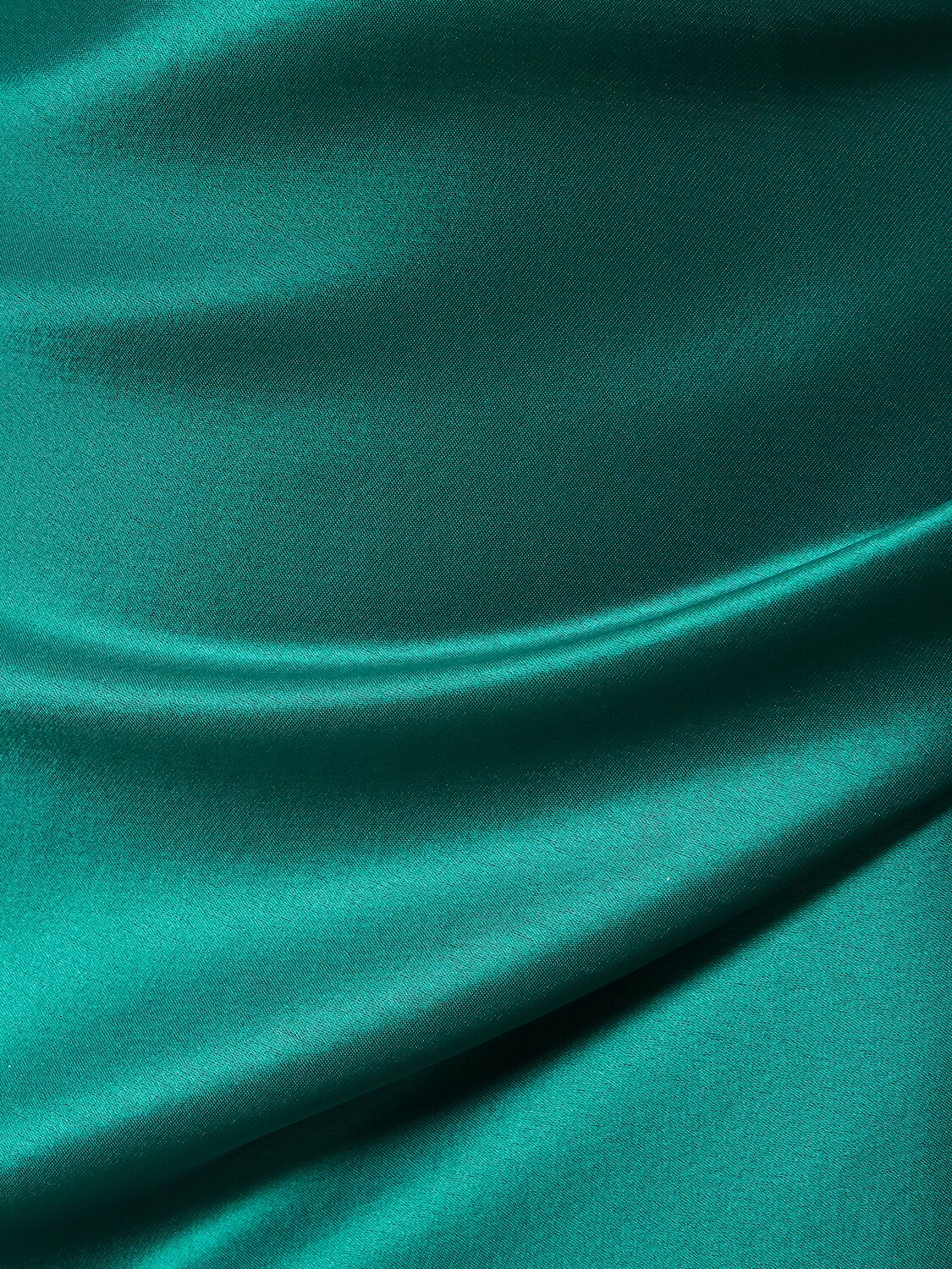 Shop Galvan Evelyn Cross Neck Satin Long Dress In Emerald