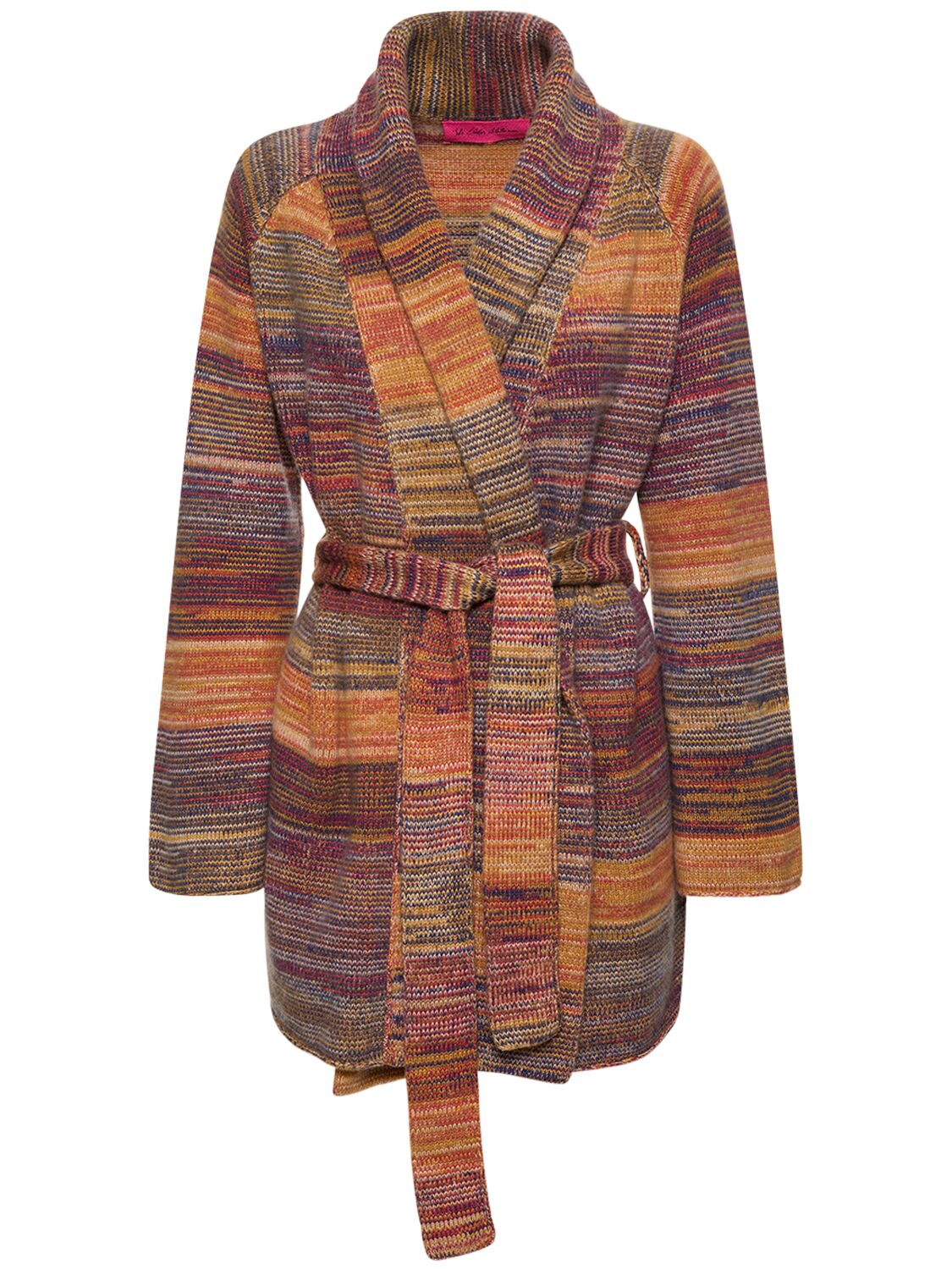 Image of Cosmic Striped Belted Cashmere Cardigan