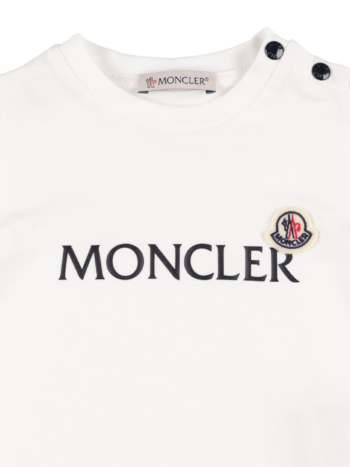 Shop Moncler Cotton Jersey Logo T-shirt In White