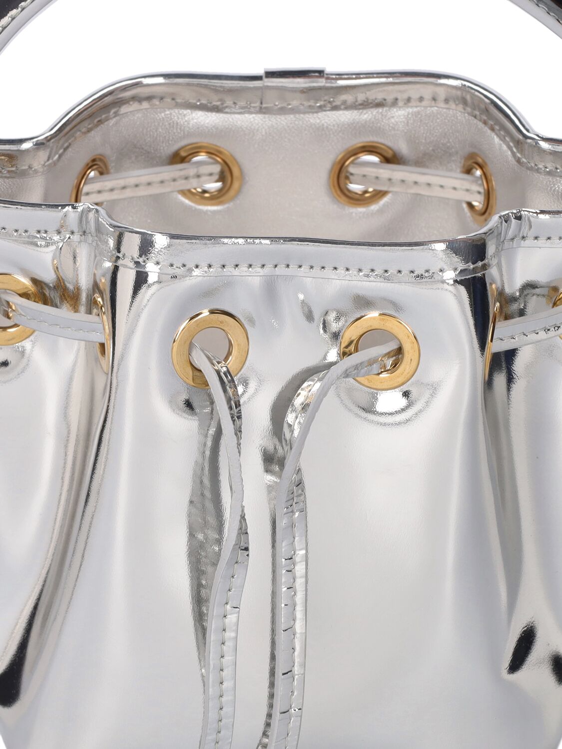 Shop Alexandre Vauthier Mini Bbag Mirror Bucket Bag In Silver
