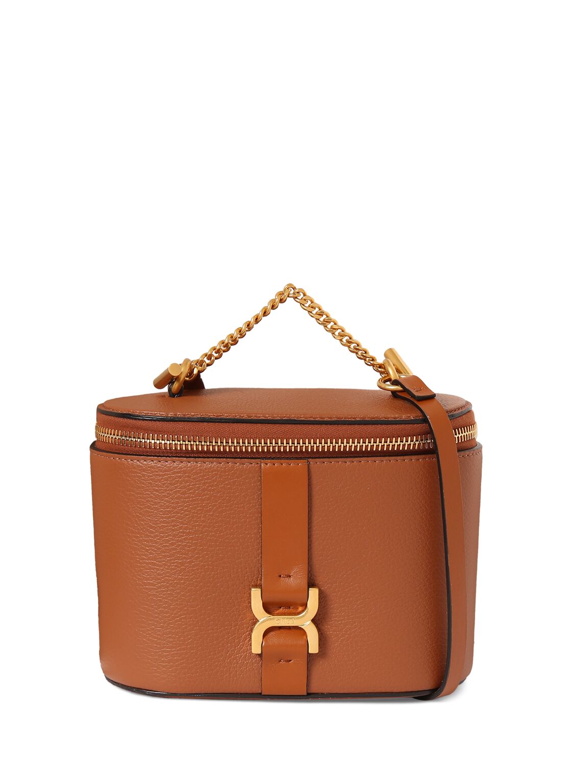 Chloé Marcie Constructed Leather Shoulder Bag In Tan