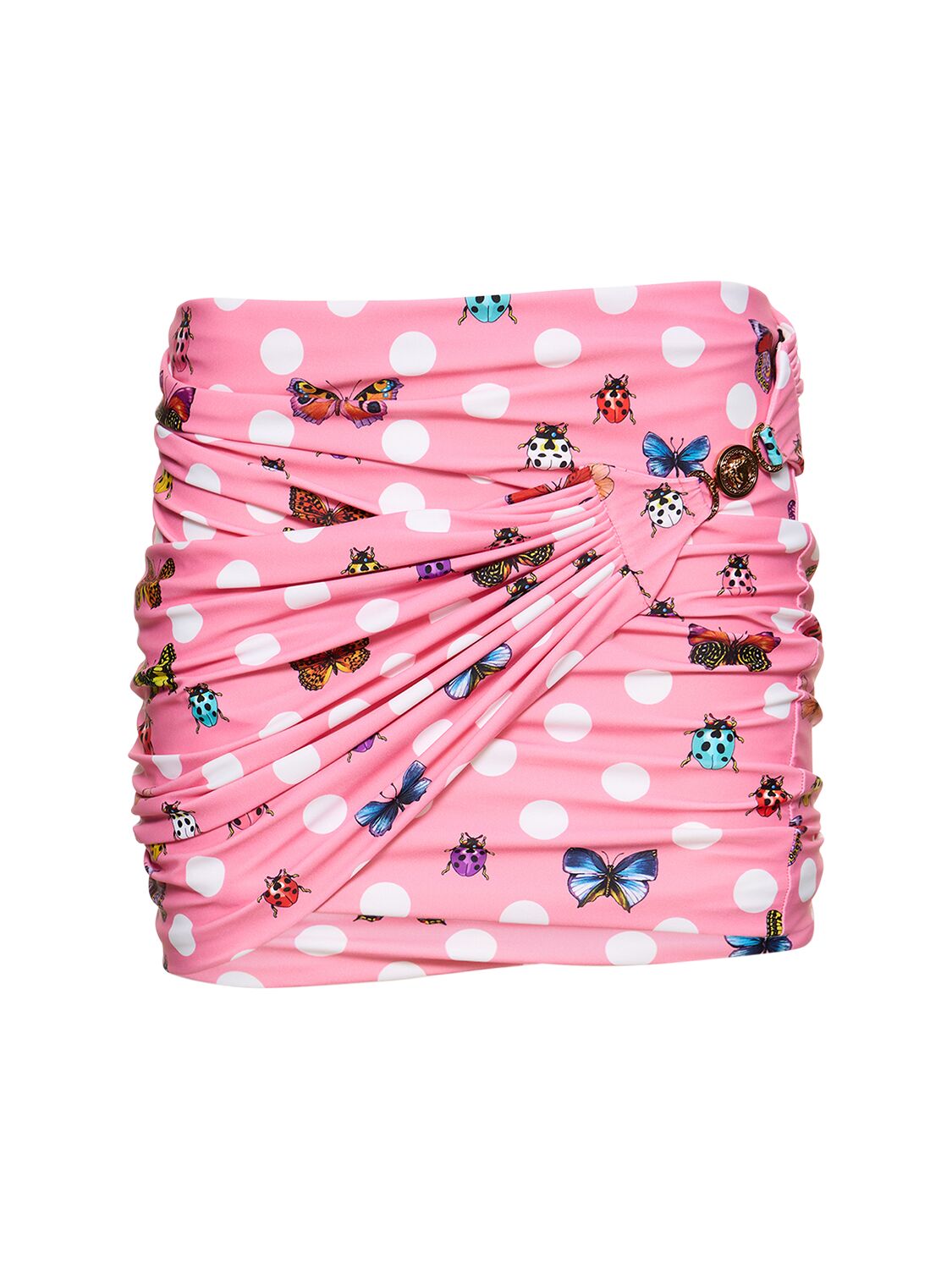 Versace Butterfly Printed Jersey Mini Skirt In Pink