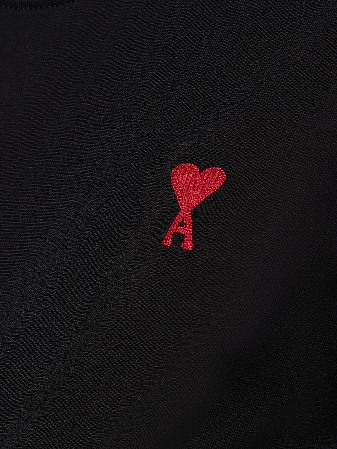 Shop Ami Alexandre Mattiussi Red Ami De Coeur Cotton Jersey T-shirt In Black