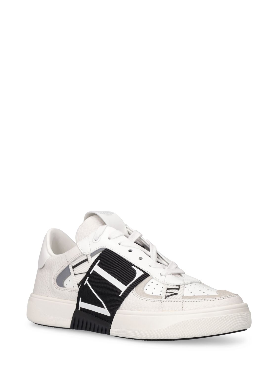 Shop Valentino Vl7n Leather Sneakers In White,black