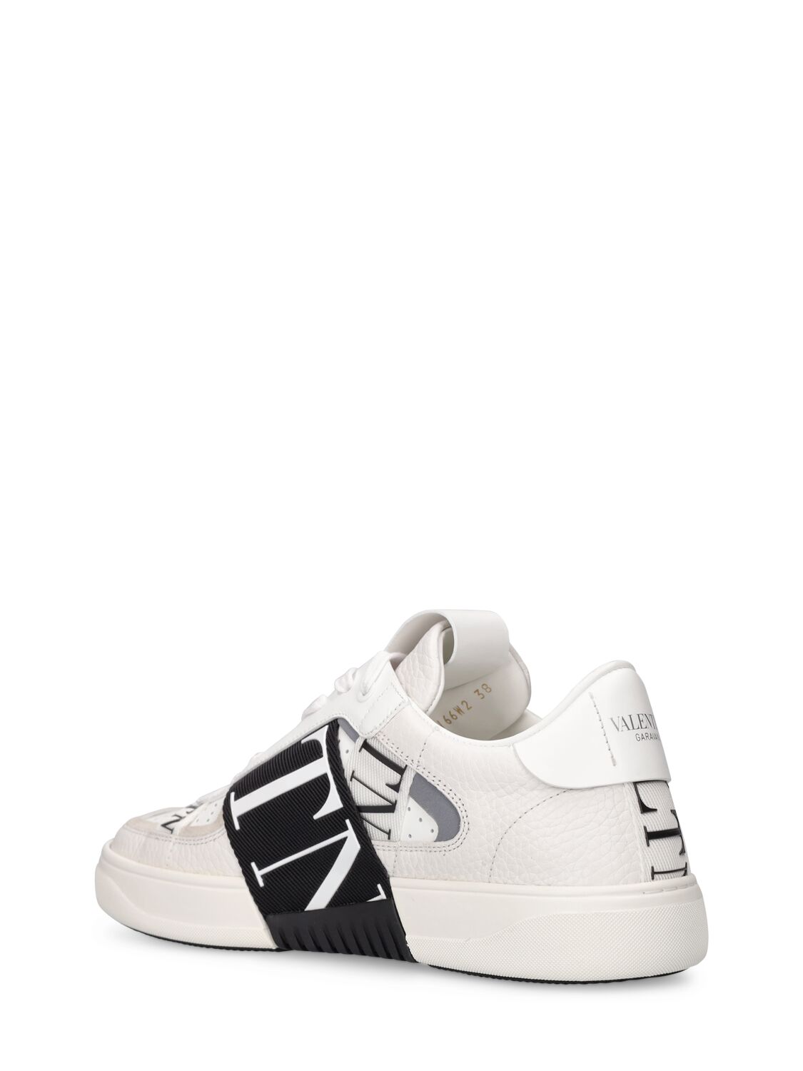 Shop Valentino Vl7n Leather Sneakers In White,black