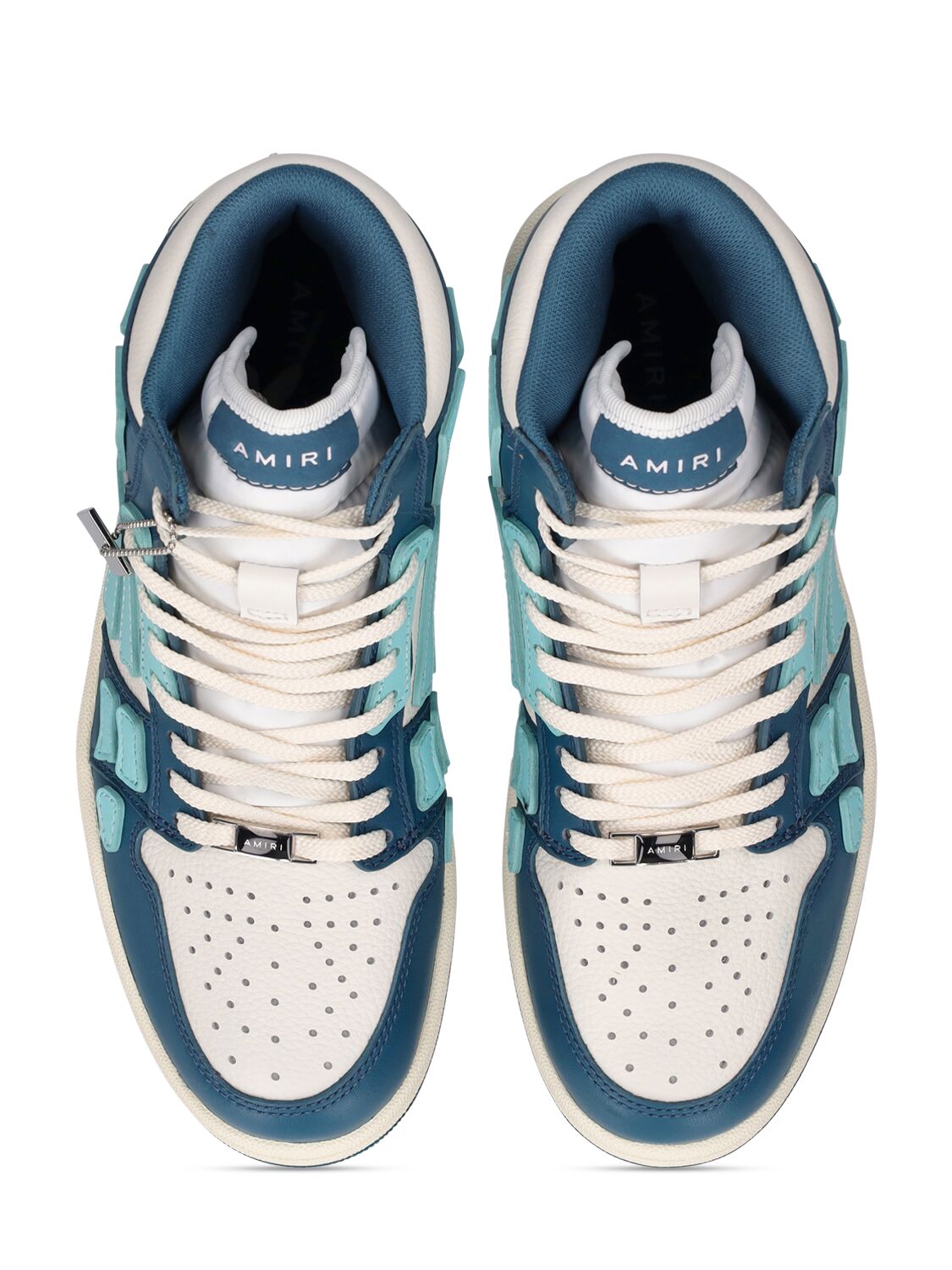 Shop Amiri 20mm Bone Leather Sneakers In Blue