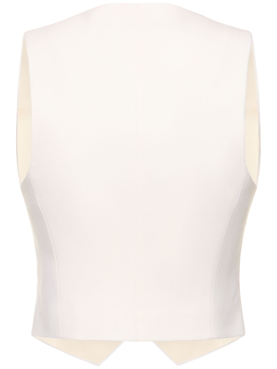 Shop Blumarine Wool Crepe Vest W /rose Appliqué In White