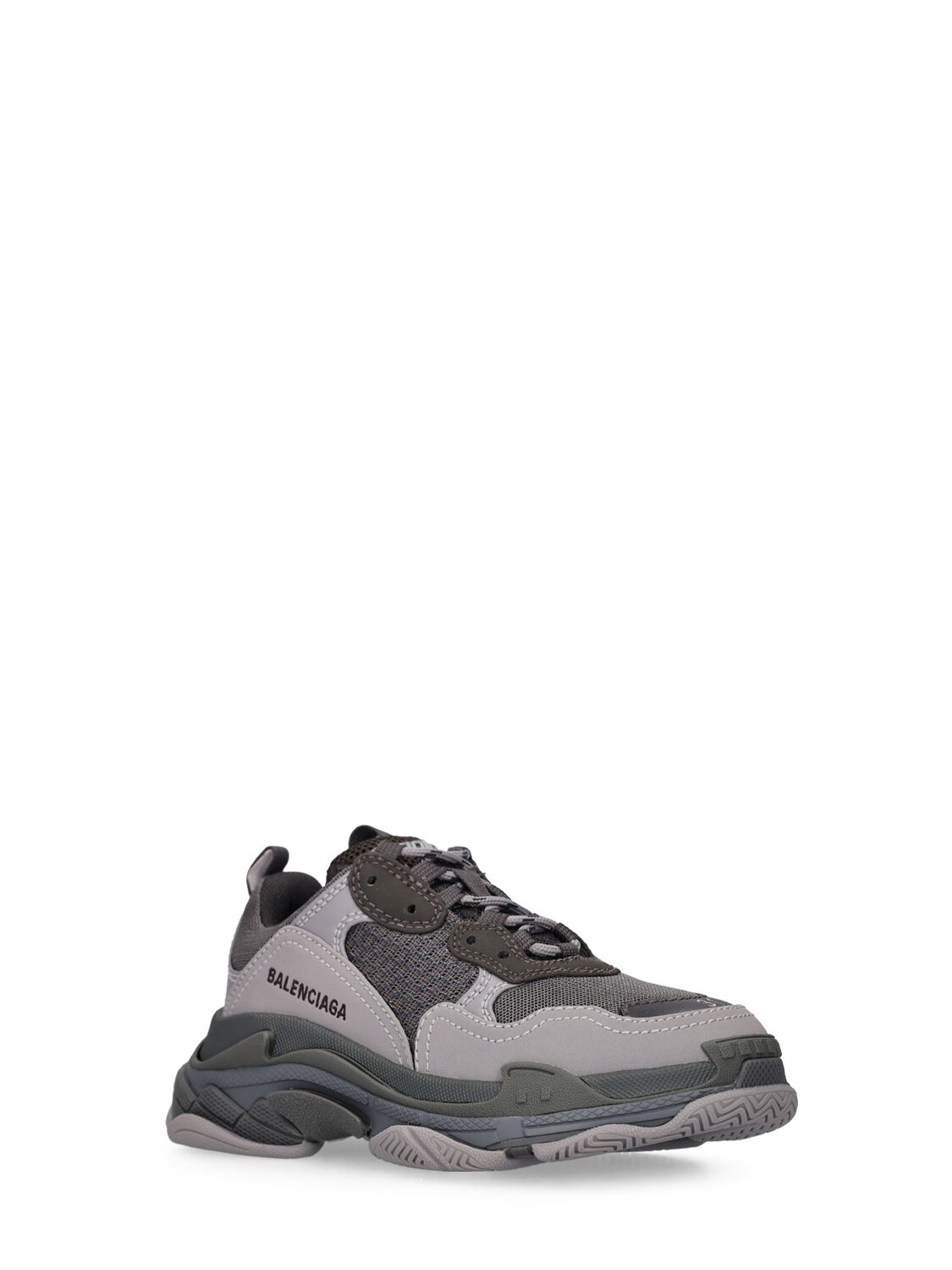 Shop Balenciaga Triples S Faux Leather Lace-up Sneakers In Grey,dark