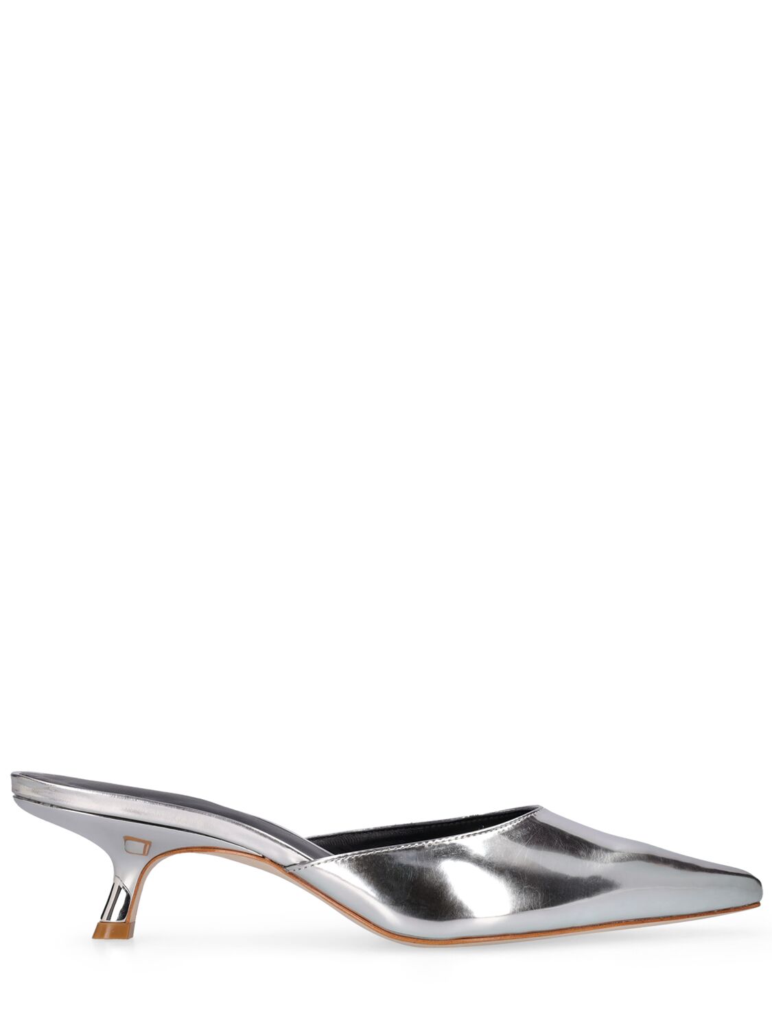 Shop Reformation 40mm Wilda Mirror Leather Mules In Silver