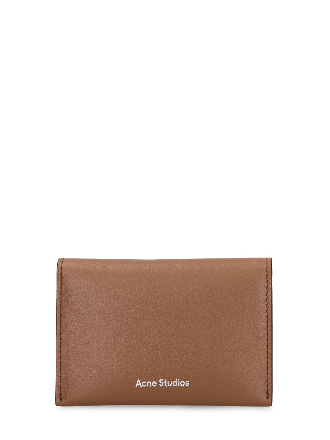 Acne Studios Flap Leather Card Holder In Camel Brown