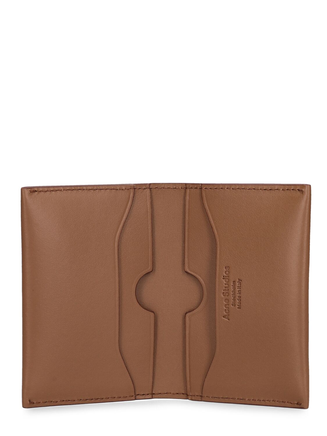 Shop Acne Studios Flap Leather Card Holder In Camel Brown