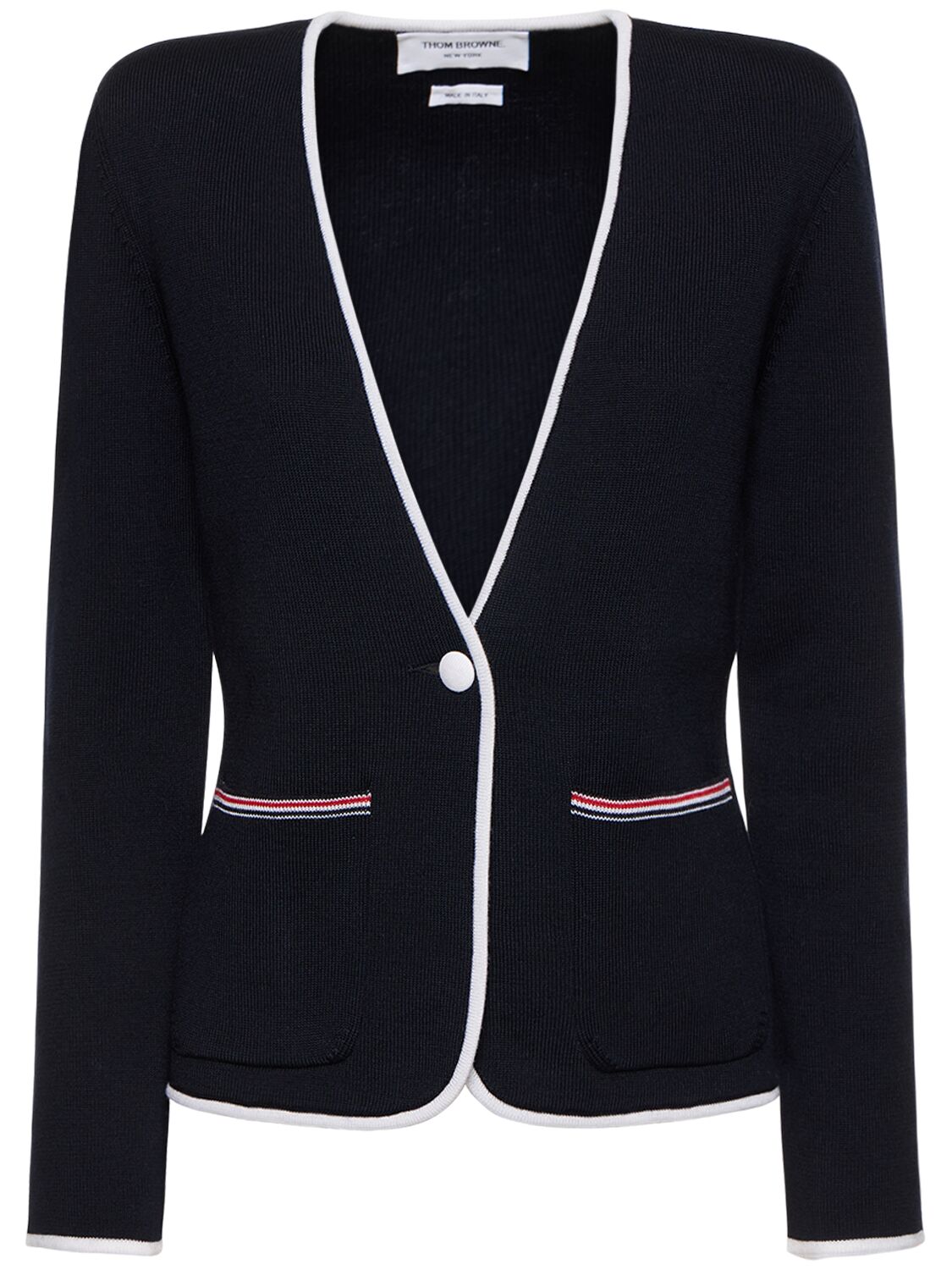 THOM BROWNE SINGLE BREAST WOOL BLEND JACKET