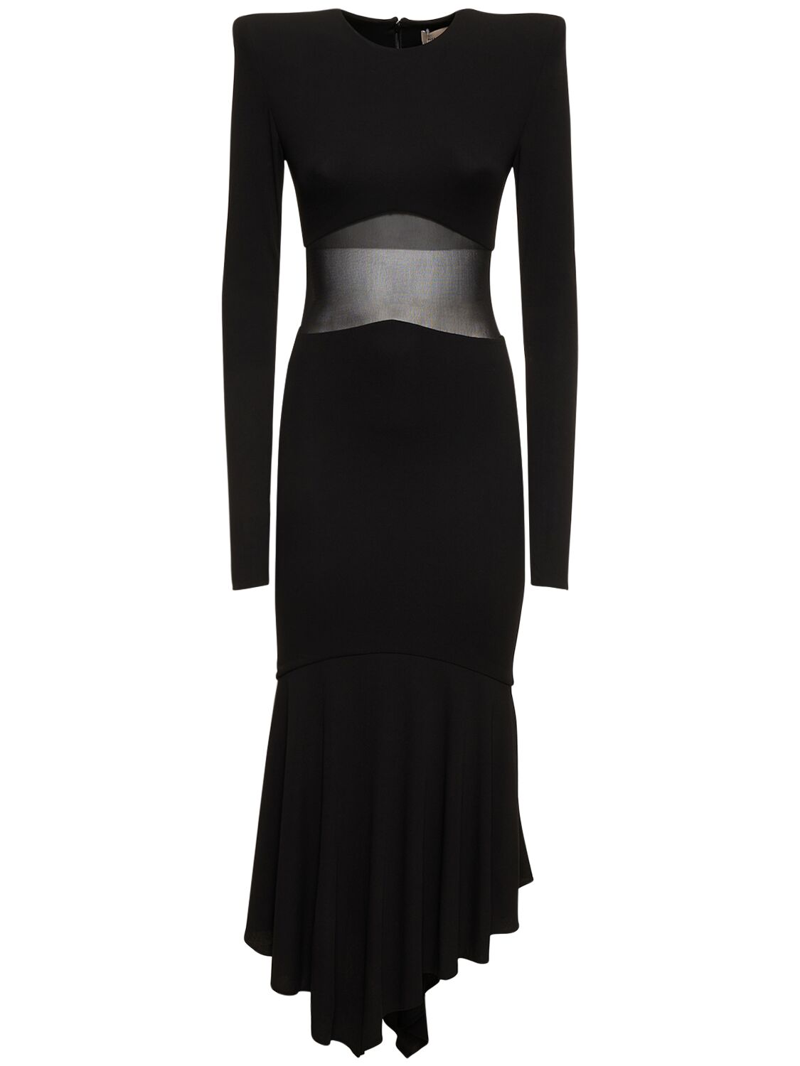 Viscose Jersey And Tulle Midi Dress – WOMEN > CLOTHING > DRESSES