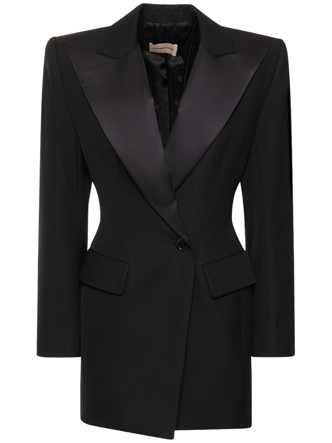 Alexandre Vauthier Wool Crepe Smoking Jacket In Black