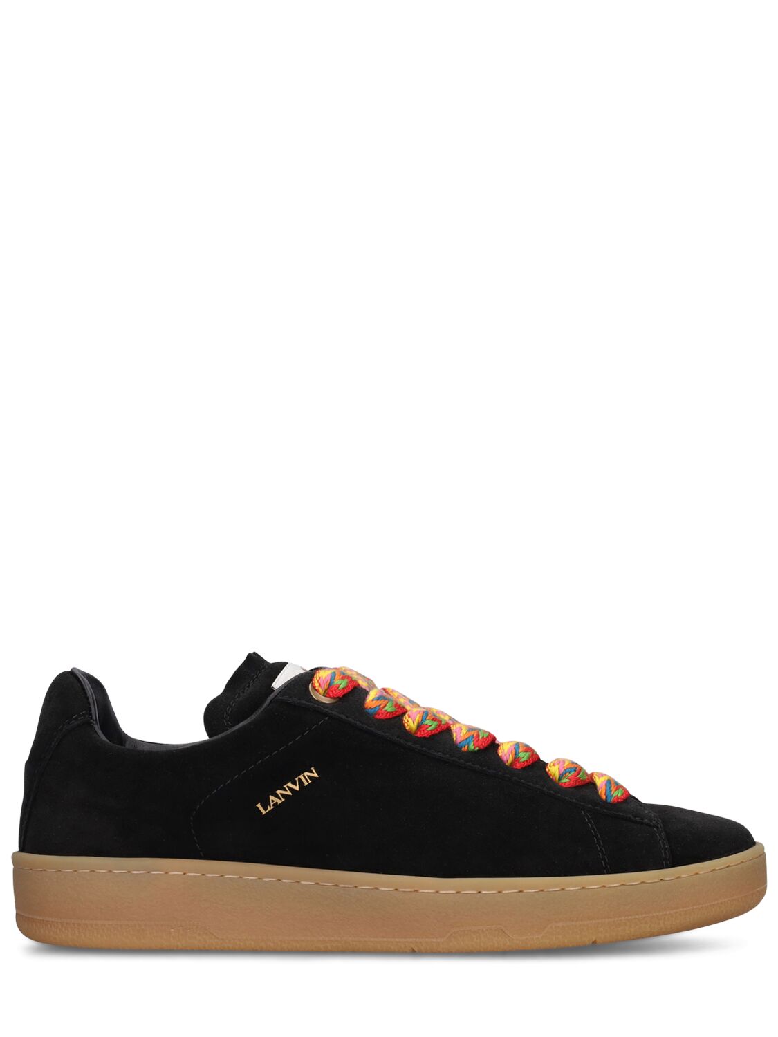 Lanvin Lite Curb Leather Low Top Sneakers In Black